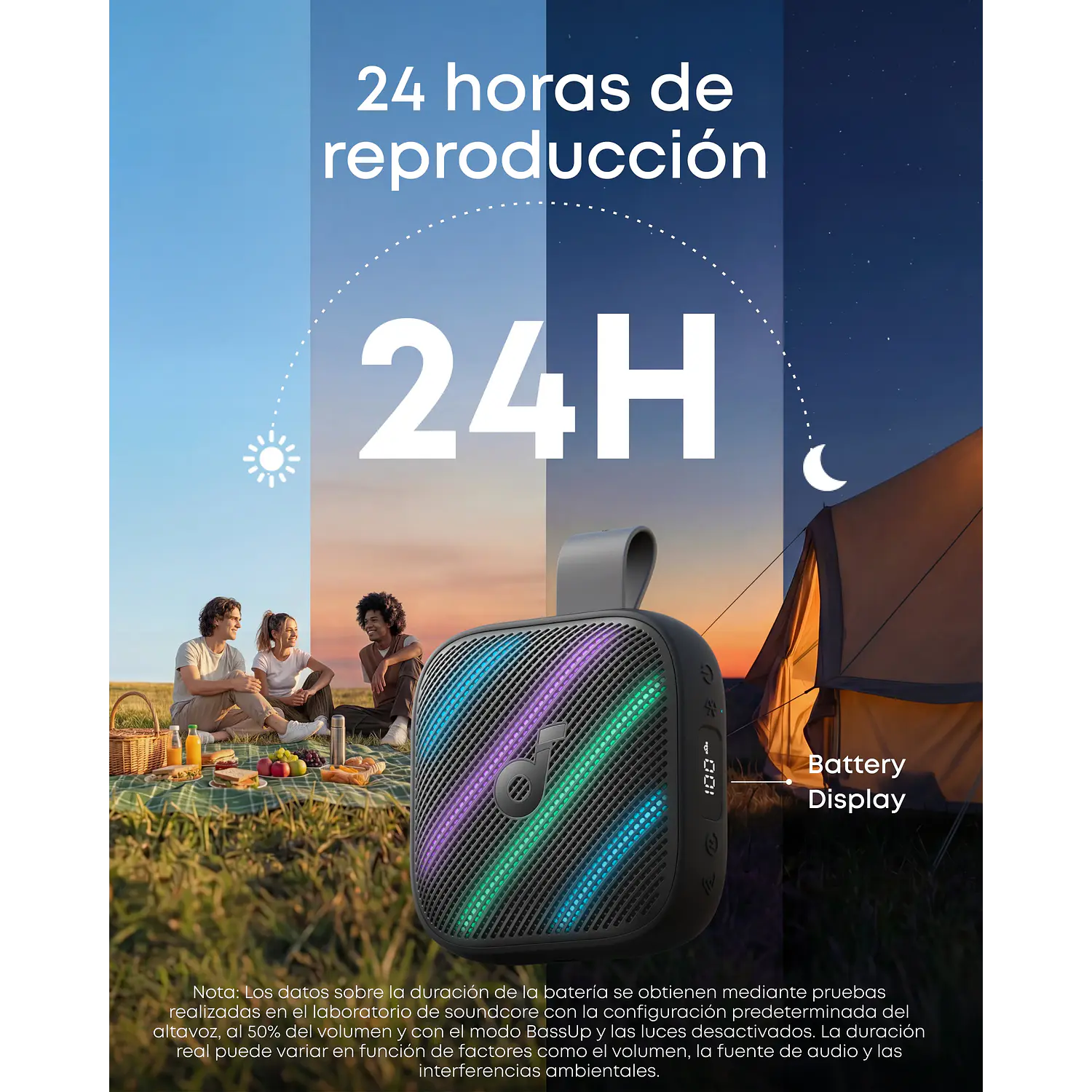 Soundcore Boom Go 3i D5103010, Parlante Bluetooth 15W, IP68, 24h, BassUp 2.0, Negro 7