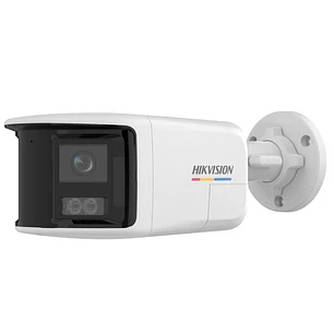 Hikvision Cámara IP Panorámica 6MP 180°, ColorVu, Audio 2 Vías, PoE, IP67, Sirena, Flash Rojo/Azul