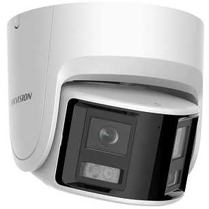 Hikvision Cámara IP Panorámica 4MP 180°, ColorVu, Audio 2 Vías, PoE, IP67, Sirena, Flash Rojo/Azul