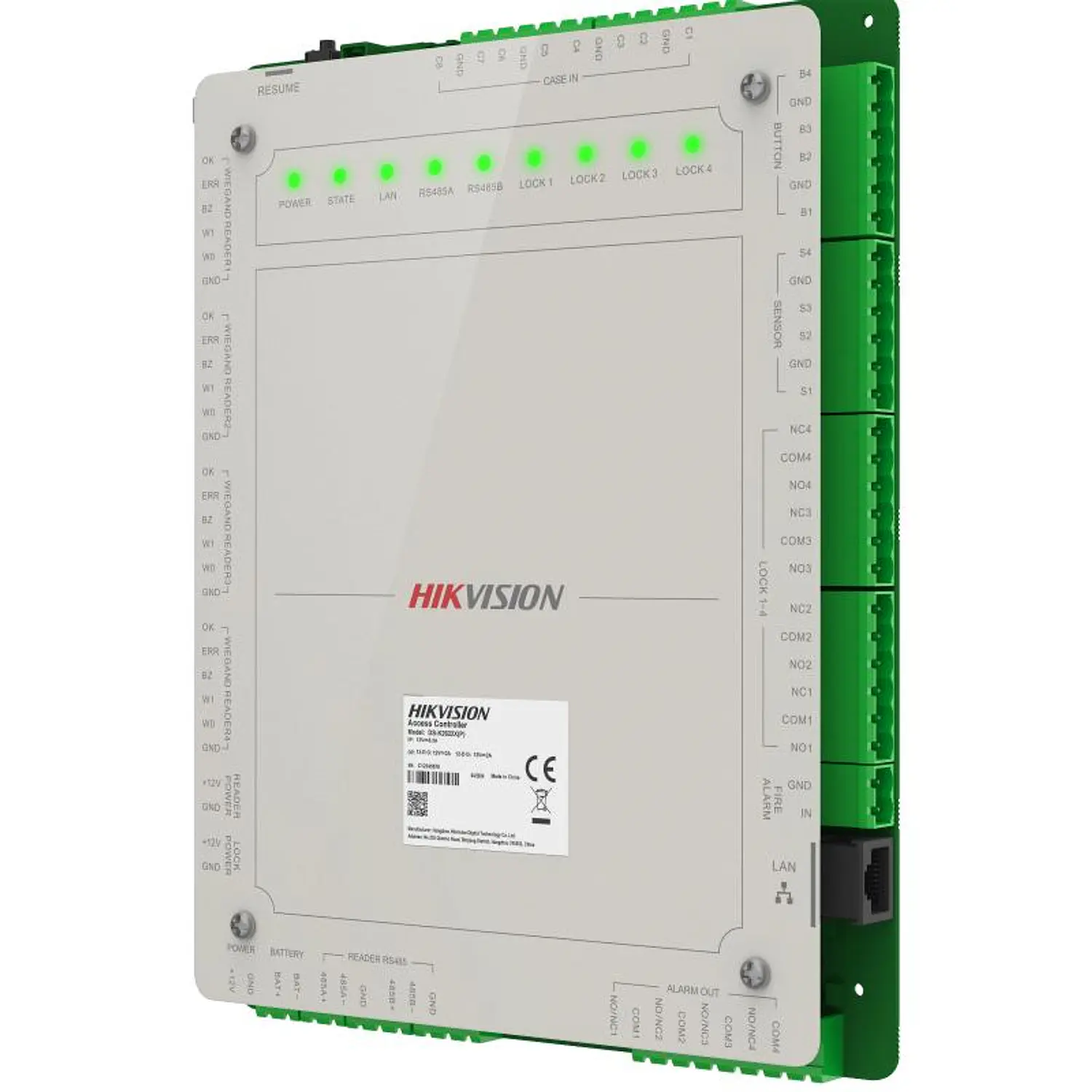 Hikvision Controlador Acceso 4 Puertas, 100K Usuarios, 100K Tarjetas, 10K Huellas, Wiegand, RS-485 3