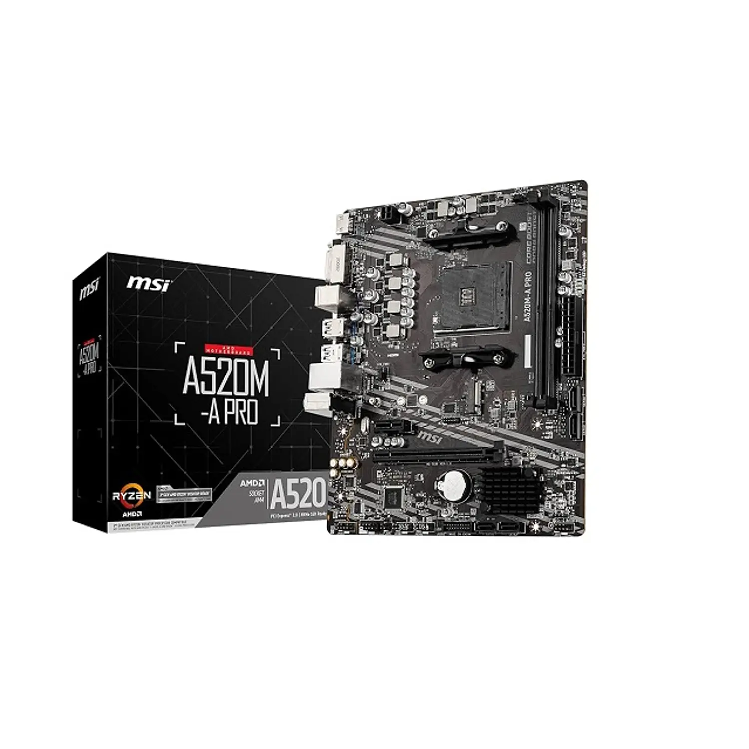 MSI A520M-A PRO Placa Madre Micro-ATX, AMD A520, Socket AM4, DDR4, M.2, HDMI