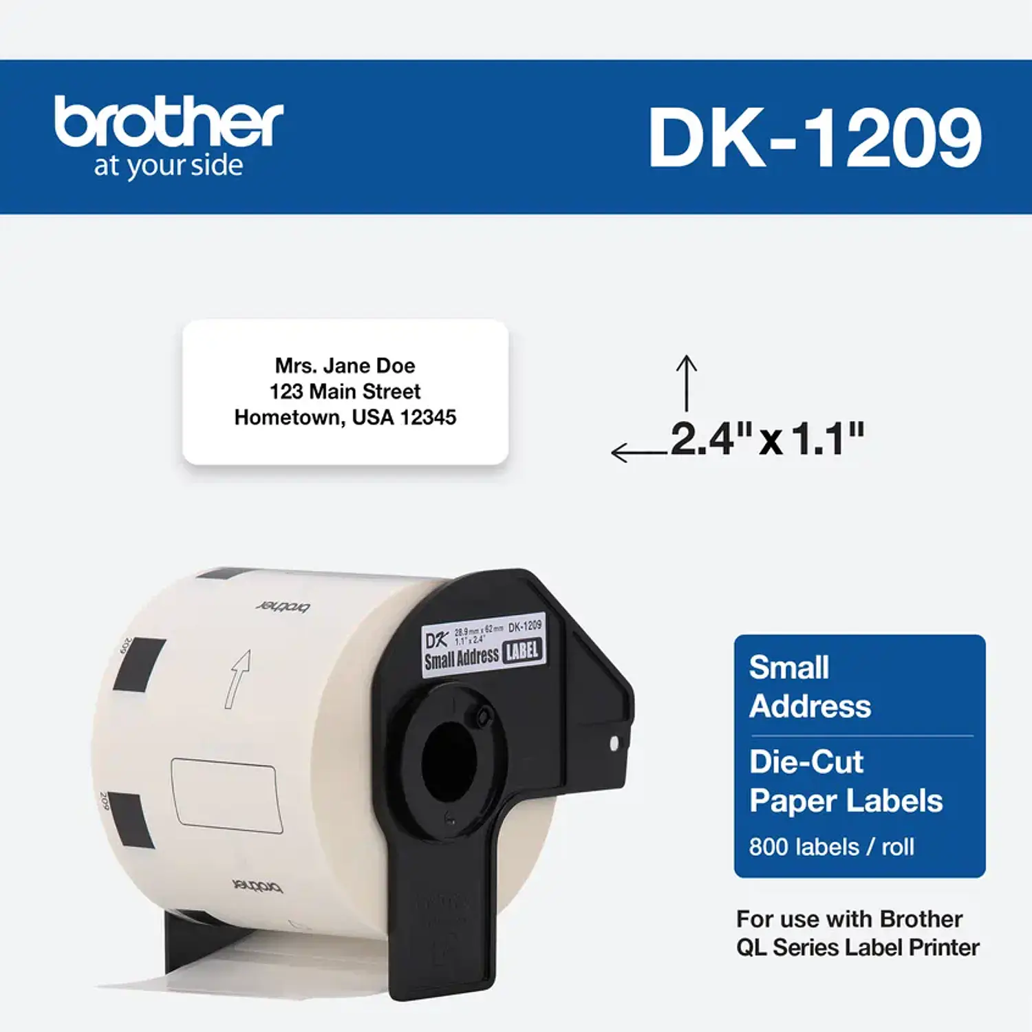 Brother DK1209 Etiquetas Pequeñas de Dirección 28,9 x 62 mm, Papel Blanco, 800 Unidades 1