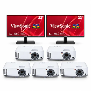 ViewSonic KT037XCL32, Kit 5 Proyectores PA503W WXGA 4.000 ANSI + 2 Monitores VA220A-H 22” FHD 120Hz, HDMI/VGA