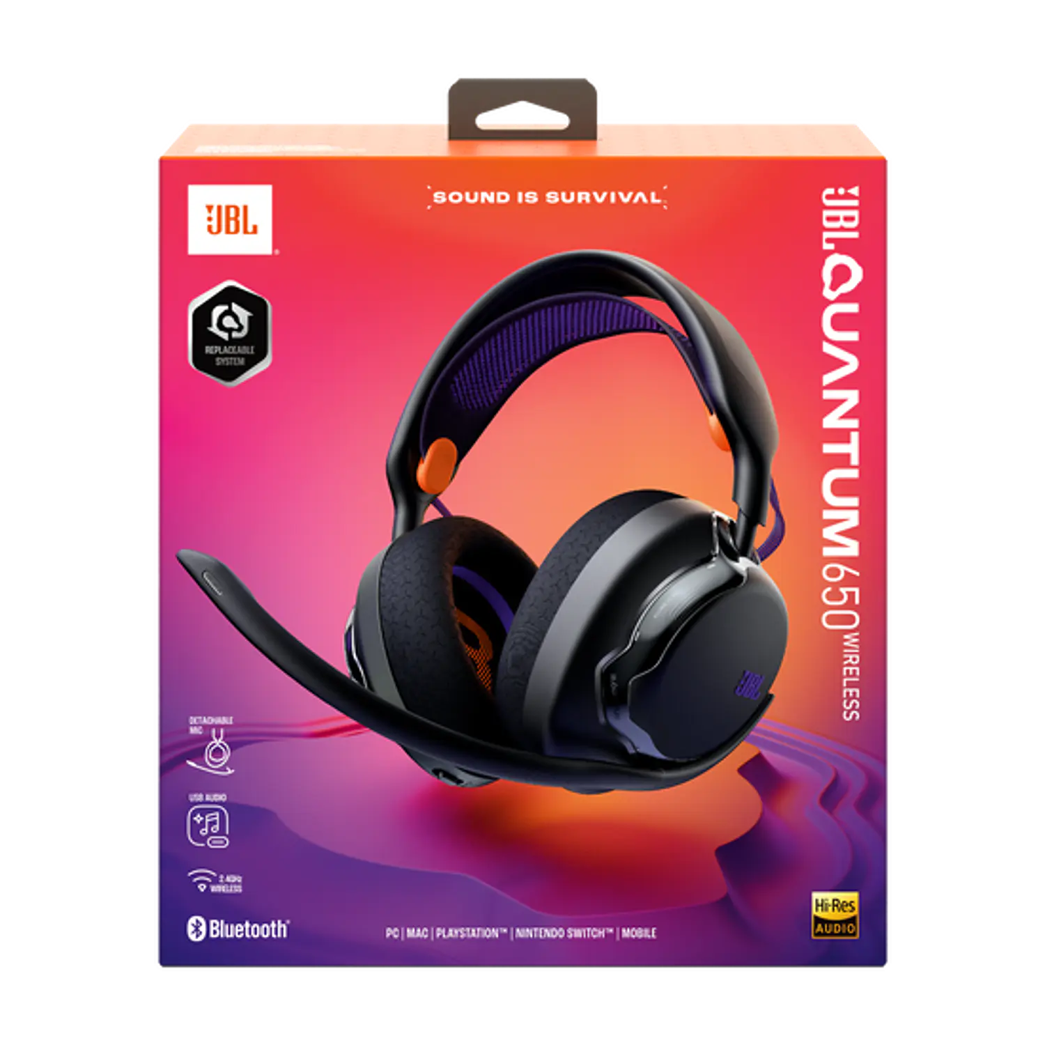 JBL Quantum 650, Audífonos Gamer Inalámbricos, 50mm, Spatial Sound, 2.4GHz, Bluetooth 5.3, Micrófono Cardioide, 45h, Negro 10
