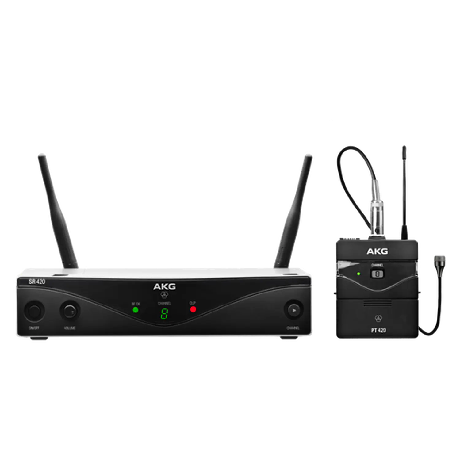 AKG WMS420 Presenter Set, Micrófono Inalámbrico UHF, Banda B1 748.1-751.9MHz, C417 L Omnidireccional, PT420, SR420