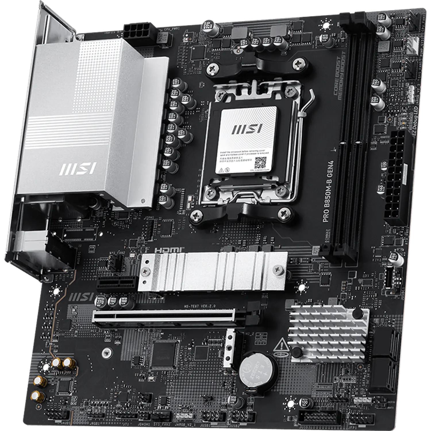 MSI PRO B850M-B GEN4, Placa Madre Micro-ATX AM5, AMD B850, DDR5 128GB, M.2 PCIe 5.0, LAN 2.5G 3