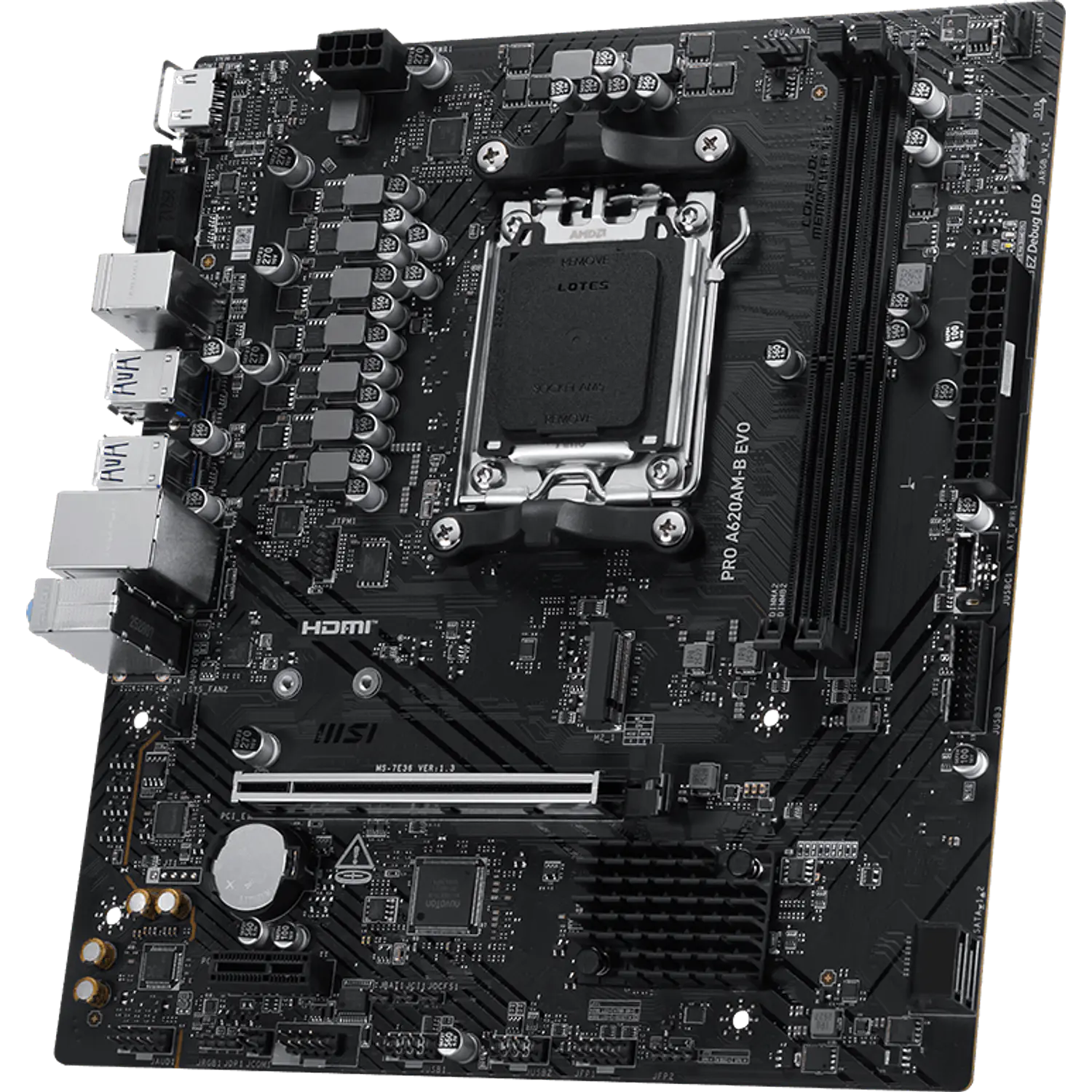 MSI PRO A620AM-B EVO, Placa Madre Micro-ATX AM5, AMD A620A, DDR5 128GB, M.2 PCIe 4.0, LAN 2.5G 3