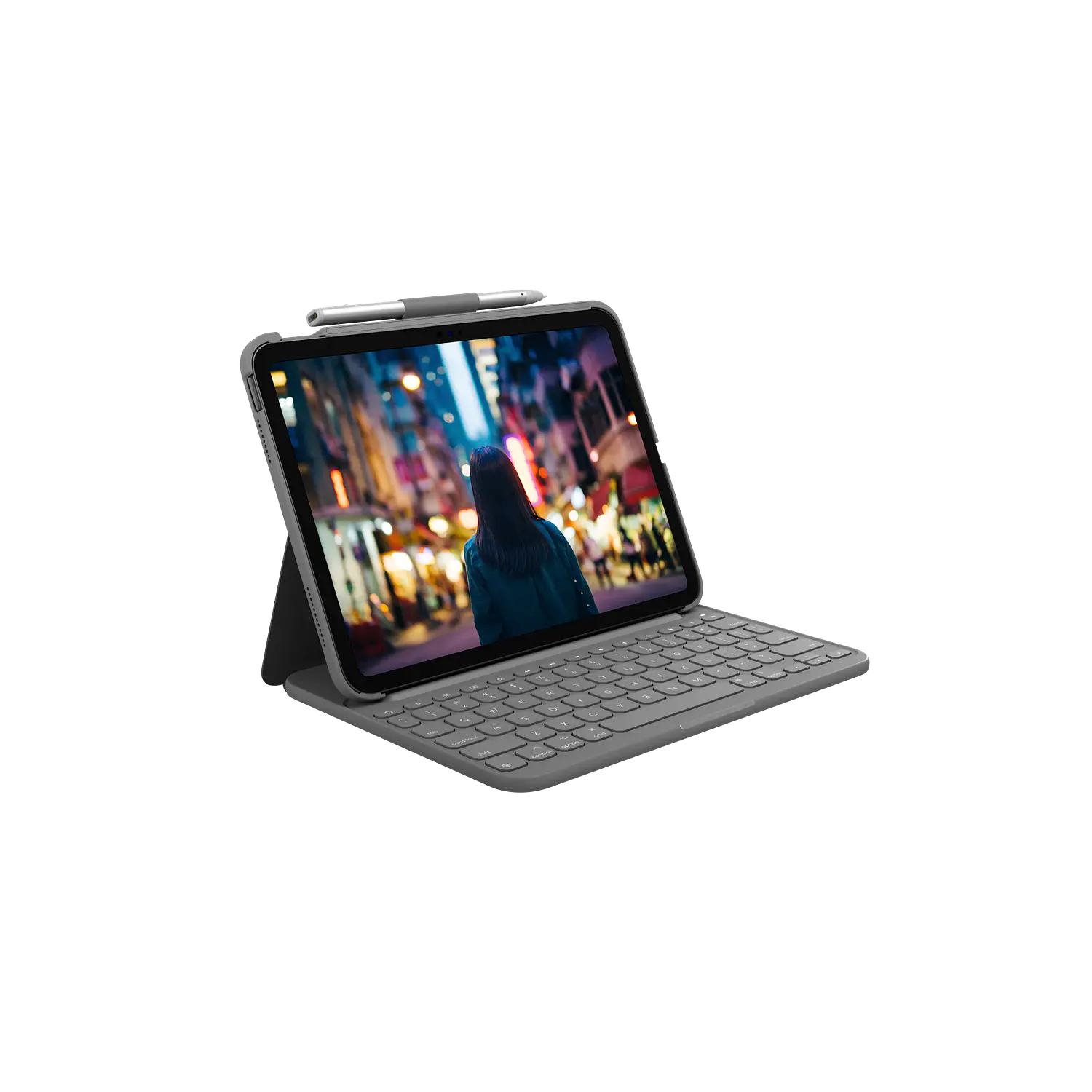 Logitech Slim Folio, Funda con Teclado para iPad 10ª Gen/A16, Bluetooth LE, Inglés, Oxford Grey 1