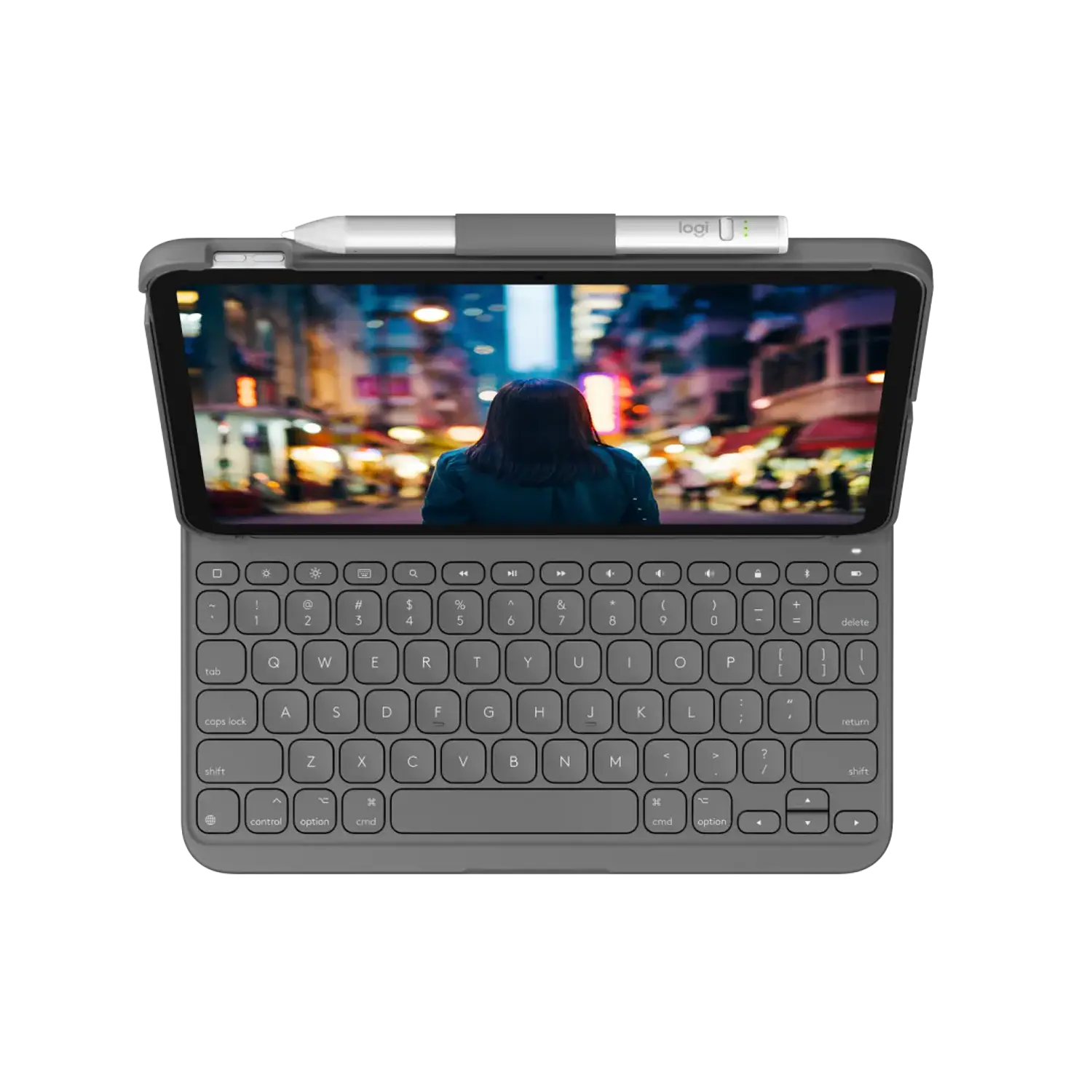Logitech Slim Folio, Funda con Teclado para iPad 10ª Gen/A16, Bluetooth LE, Inglés, Oxford Grey 3