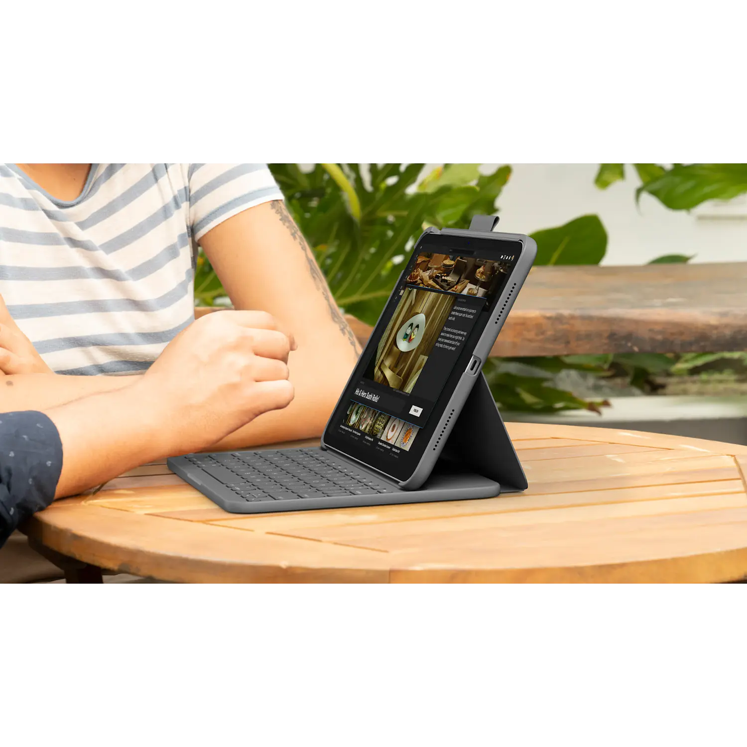 Logitech Slim Folio, Funda con Teclado para iPad 10ª Gen/A16, Bluetooth LE, Inglés, Oxford Grey 6