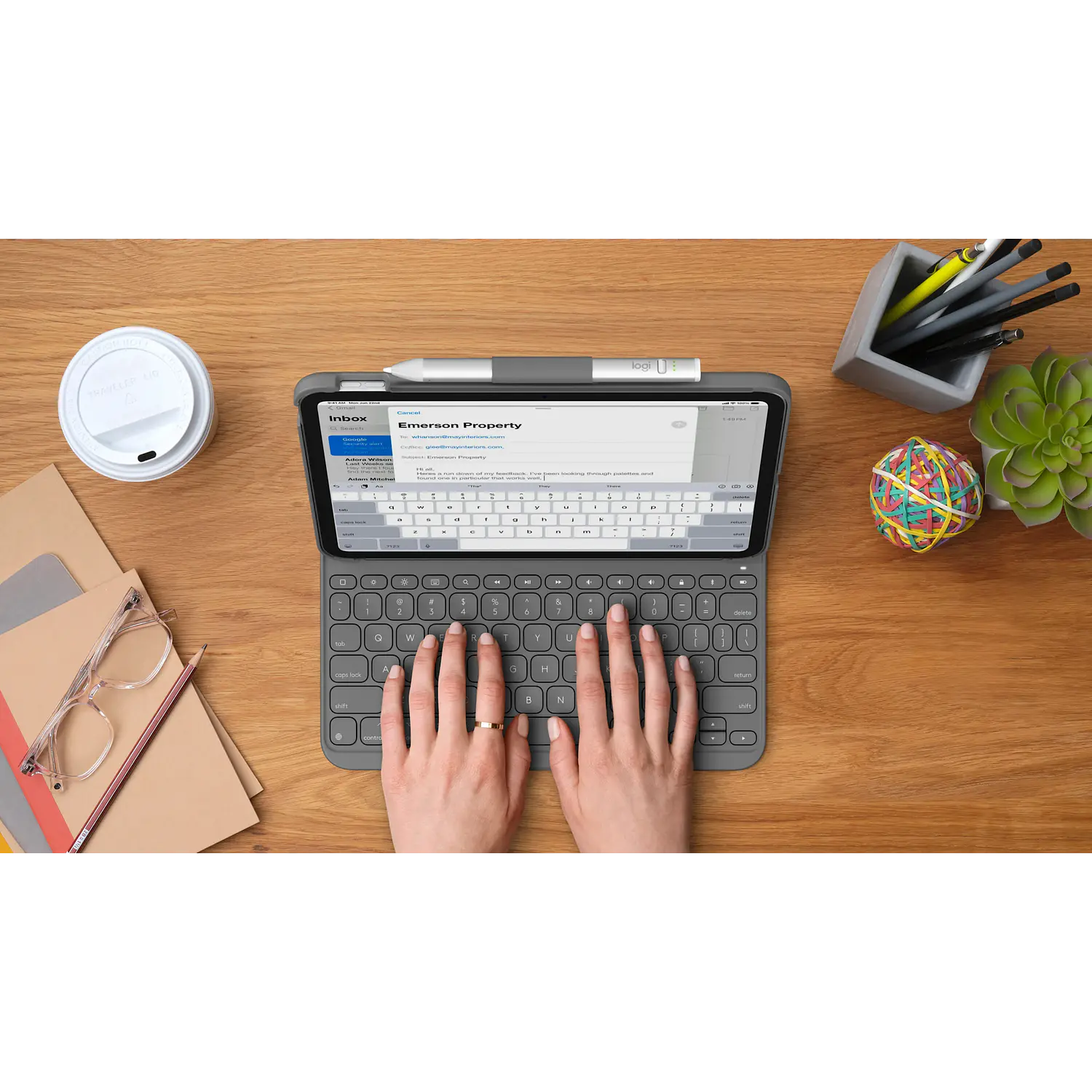 Logitech Slim Folio, Funda con Teclado para iPad 10ª Gen/A16, Bluetooth LE, Inglés, Oxford Grey 7