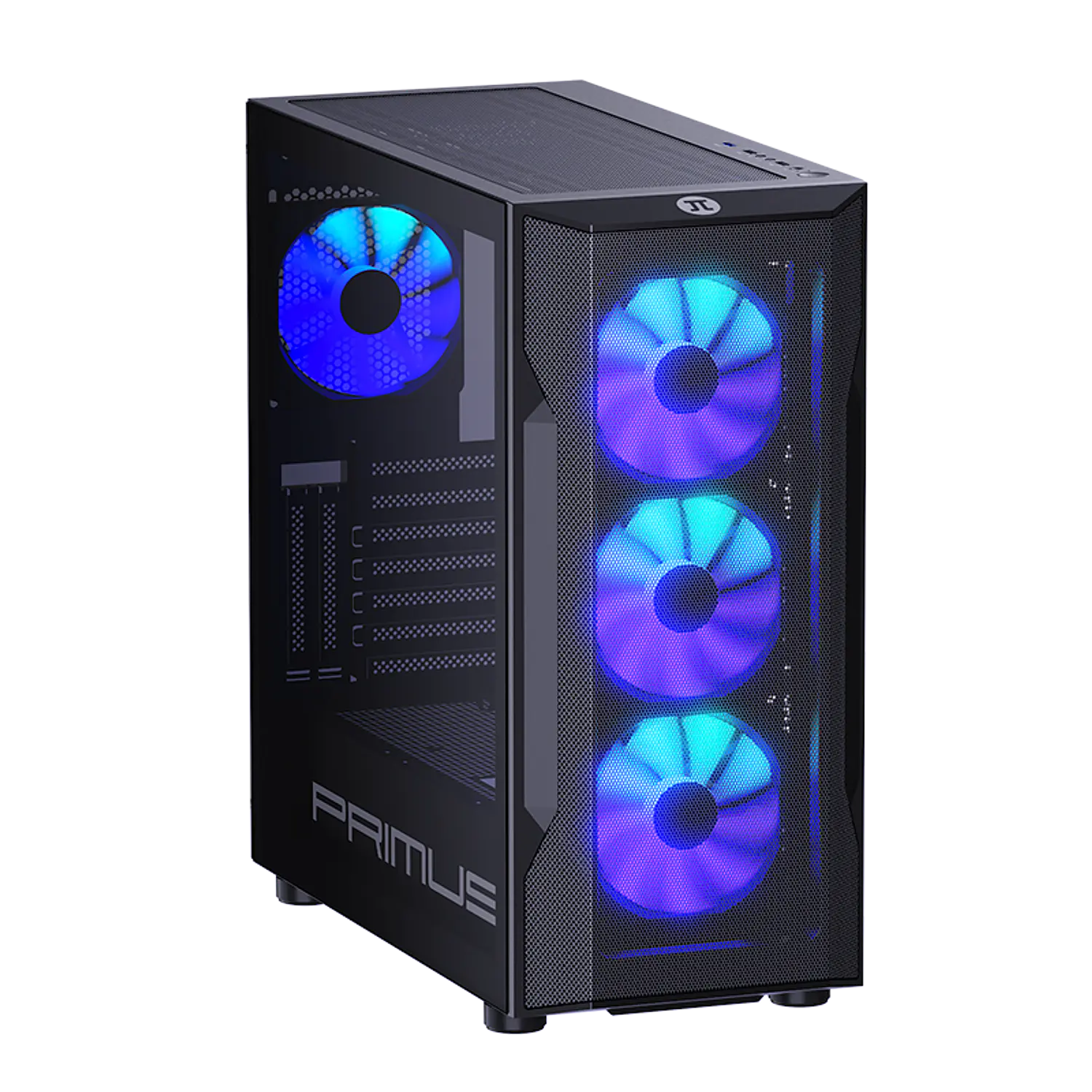 Primus Gaming Vallum L6 PGC-L6 BK, Gabinete Gamer Mid Tower ATX/Micro-ATX, Vidrio Templado, 4 Fans ARGB, Negro 1