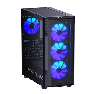 Primus Gaming Vallum L6 PGC-L6 BK, Gabinete Gamer Mid Tower ATX/Micro-ATX, Vidrio Templado, 4 Fans ARGB, Negro