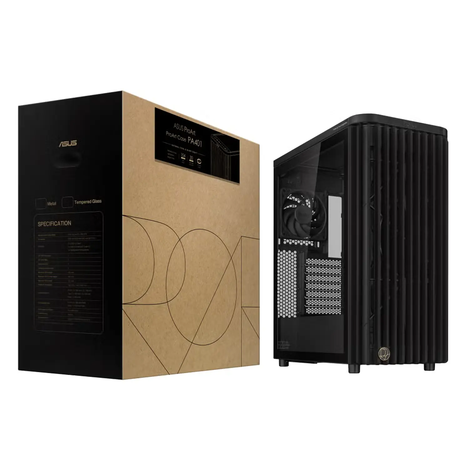 ASUS ProArt PA401 Wood Edition, Gabinete ATX, Vidrio Templado, 3 Fans PWM, USB-C 20Gbps, Negro 18