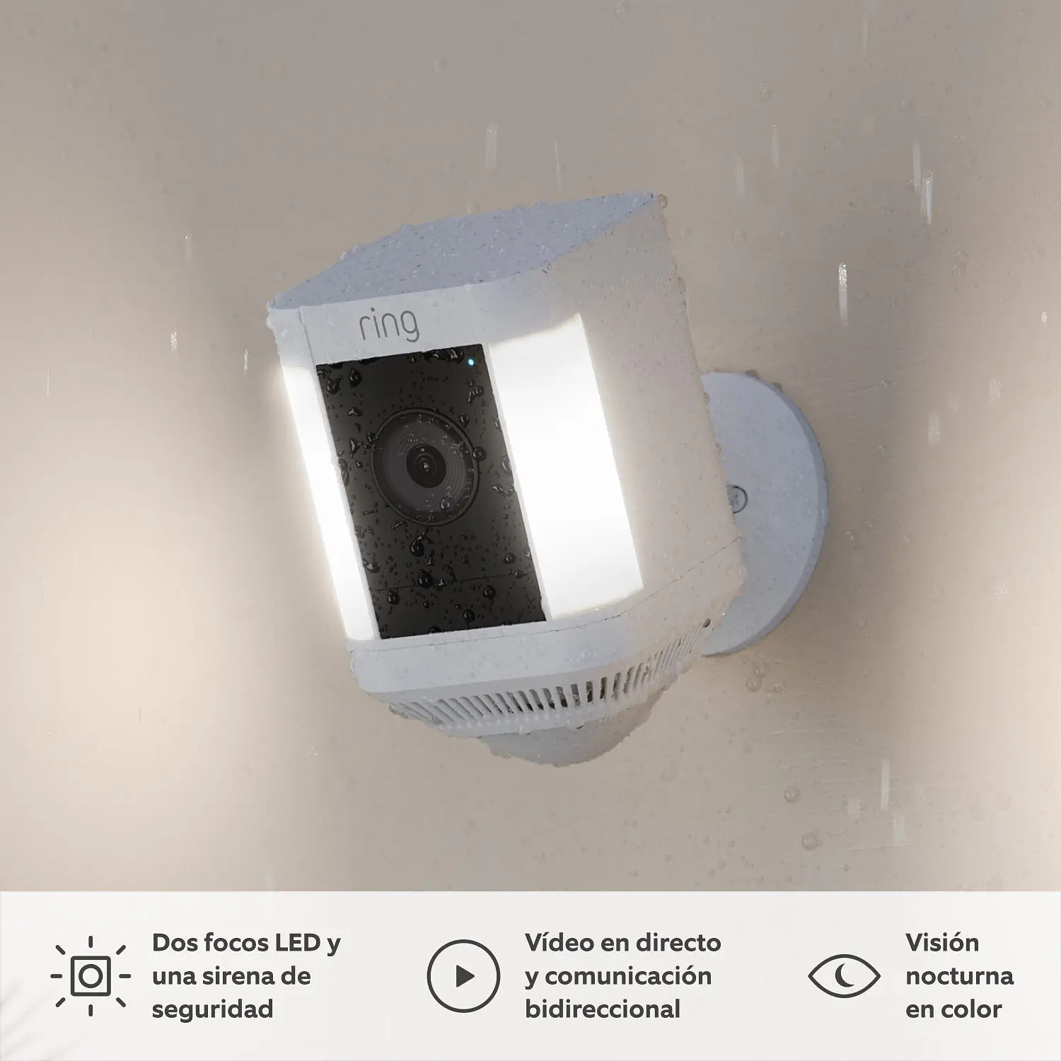 Ring Spotlight Cam Plus, Cámara de Seguridad WiFi 1080p, Batería, Visión Nocturna Color, Sirena, Negro 4
