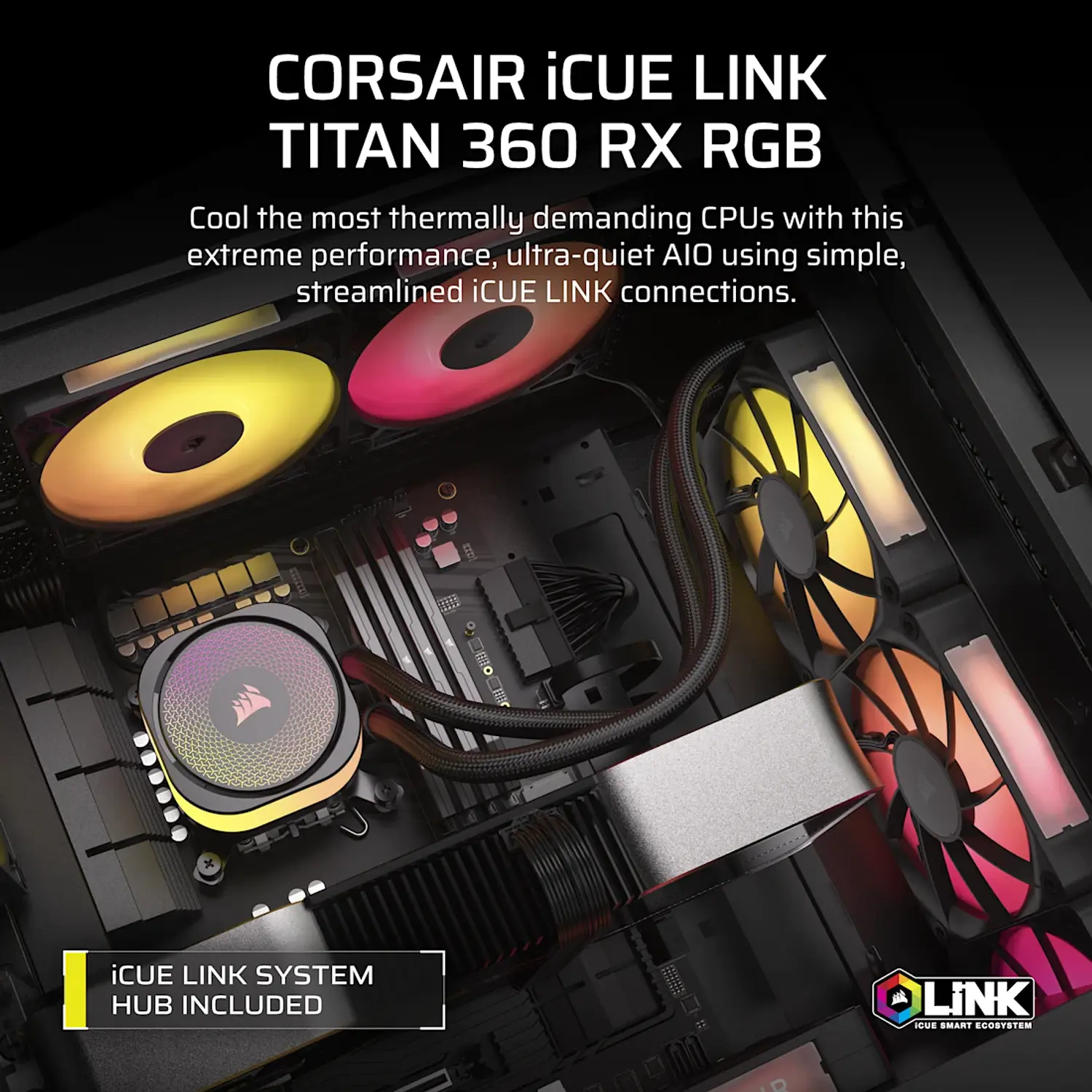 Corsair iCUE LINK TITAN 360 RX RGB CW-9061018-WW, Refrigeración Líquida AIO 360mm, Negro 2