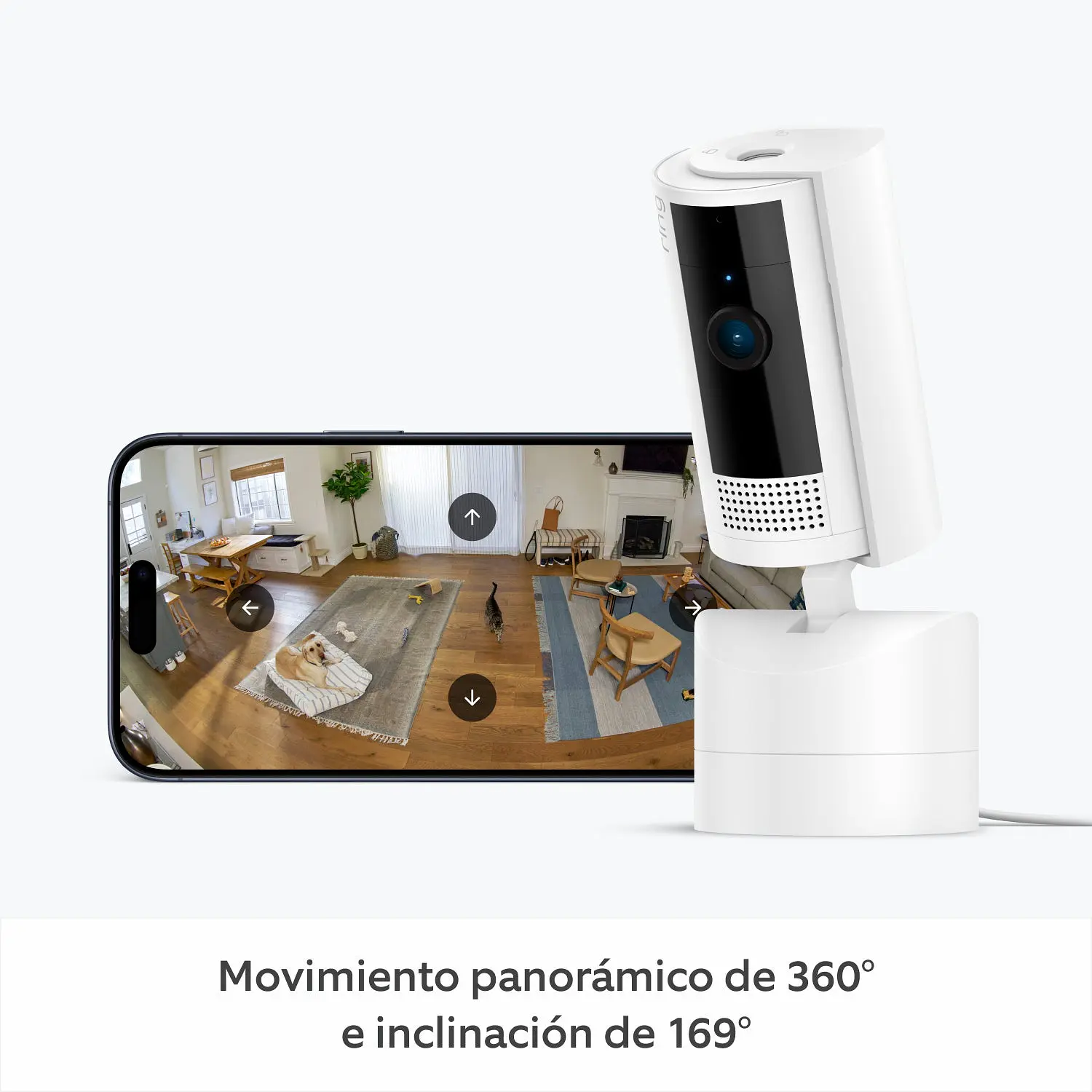 Ring Pan-Tilt Indoor Cam, Cámara de Seguridad WiFi 1080p, Giro 360°, Inclinación 169°, Visión Nocturna Color, Negro 3