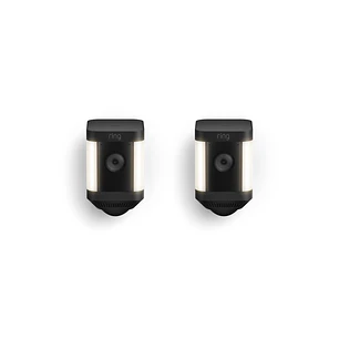 Ring Spotlight Cam Plus 2-Pack, 2 Cámaras de Seguridad WiFi 1080p, Batería, Visión Nocturna Color, Sirena, Negro