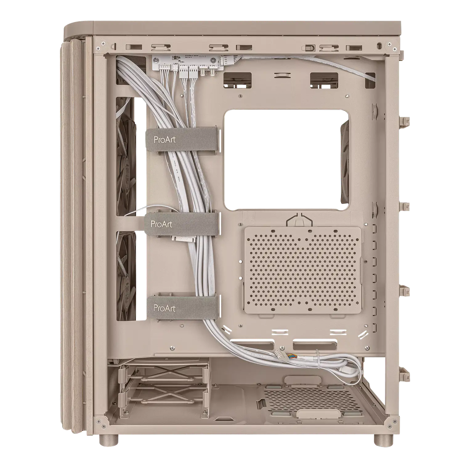 ASUS ProArt PA401 Wood Edition Beige, Gabinete ATX, Vidrio Templado, 3 Fans PWM, USB-C 20Gbps 6