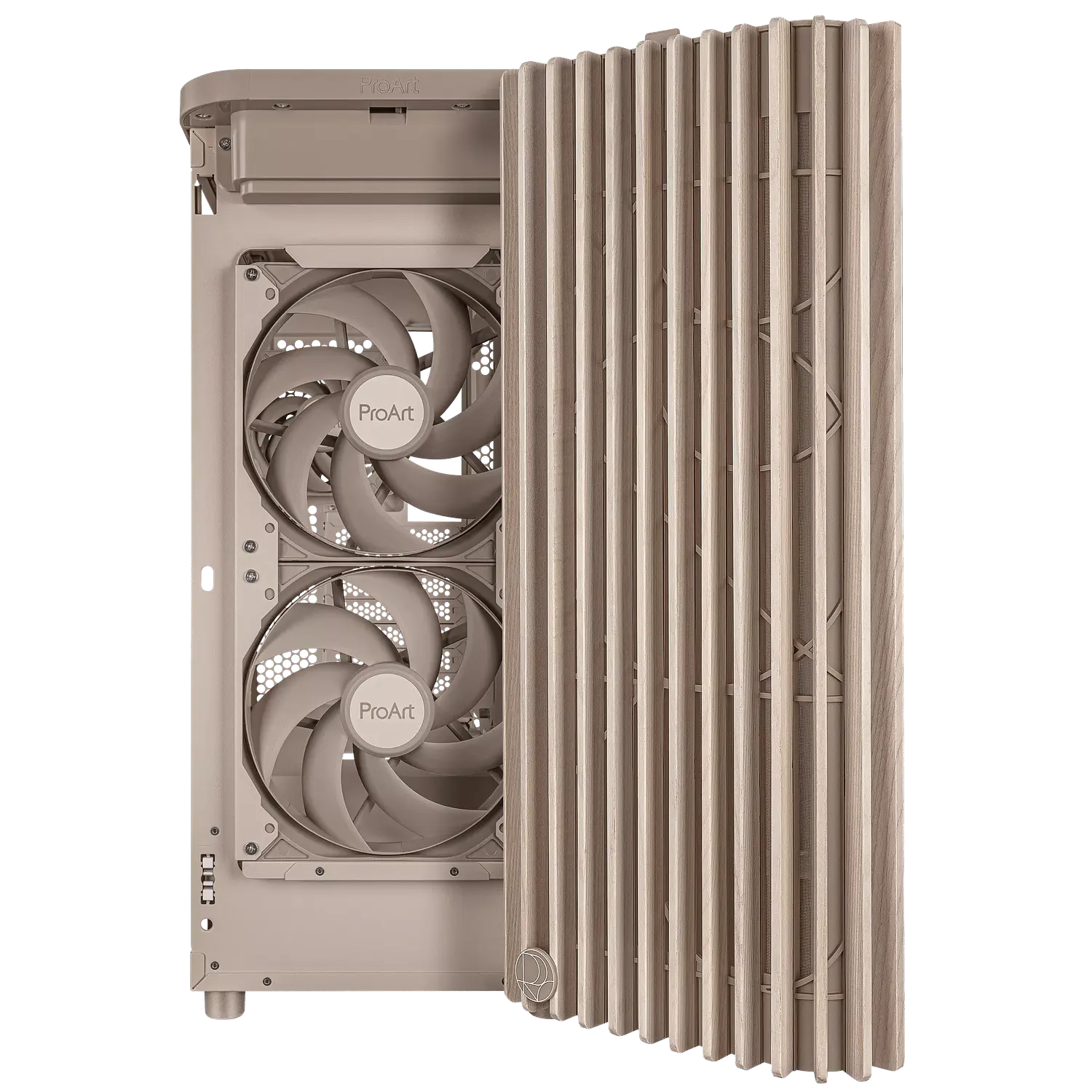 ASUS ProArt PA401 Wood Edition Beige, Gabinete ATX, Vidrio Templado, 3 Fans PWM, USB-C 20Gbps 9