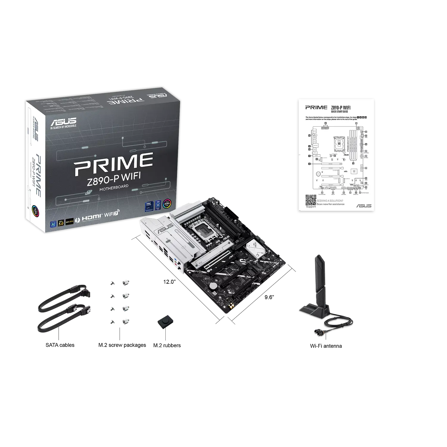 ASUS PRIME Z890-P WIFI, Placa Madre ATX Intel Z890 LGA1851, DDR5, PCIe 5.0, WiFi 7, Thunderbolt 4, 2.5GbE 9