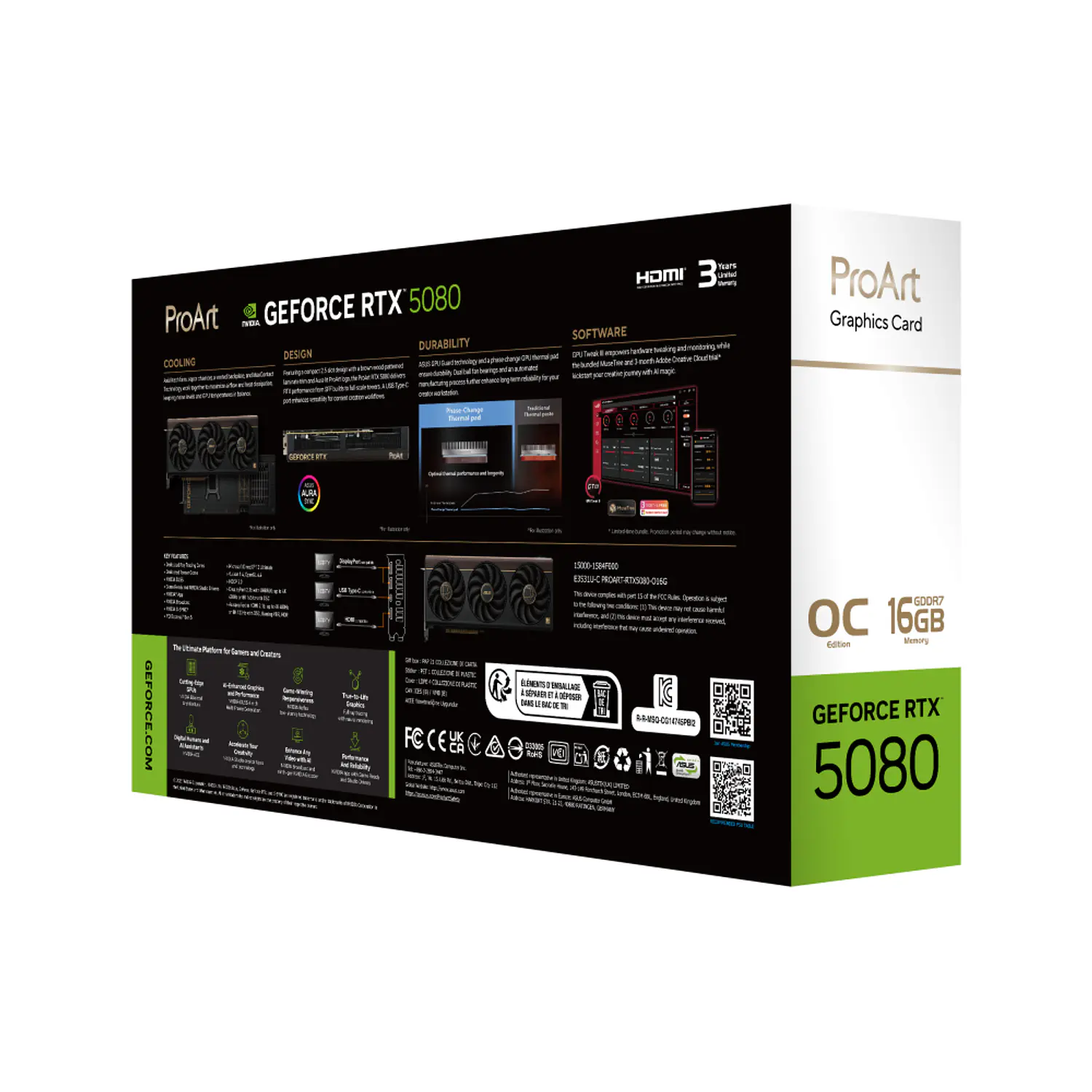 ASUS ProArt GeForce RTX 5080 OC Edition, Tarjeta de Video 16GB GDDR7, 256-bit, PCIe 5.0, USB-C, 2.5 Slot 11