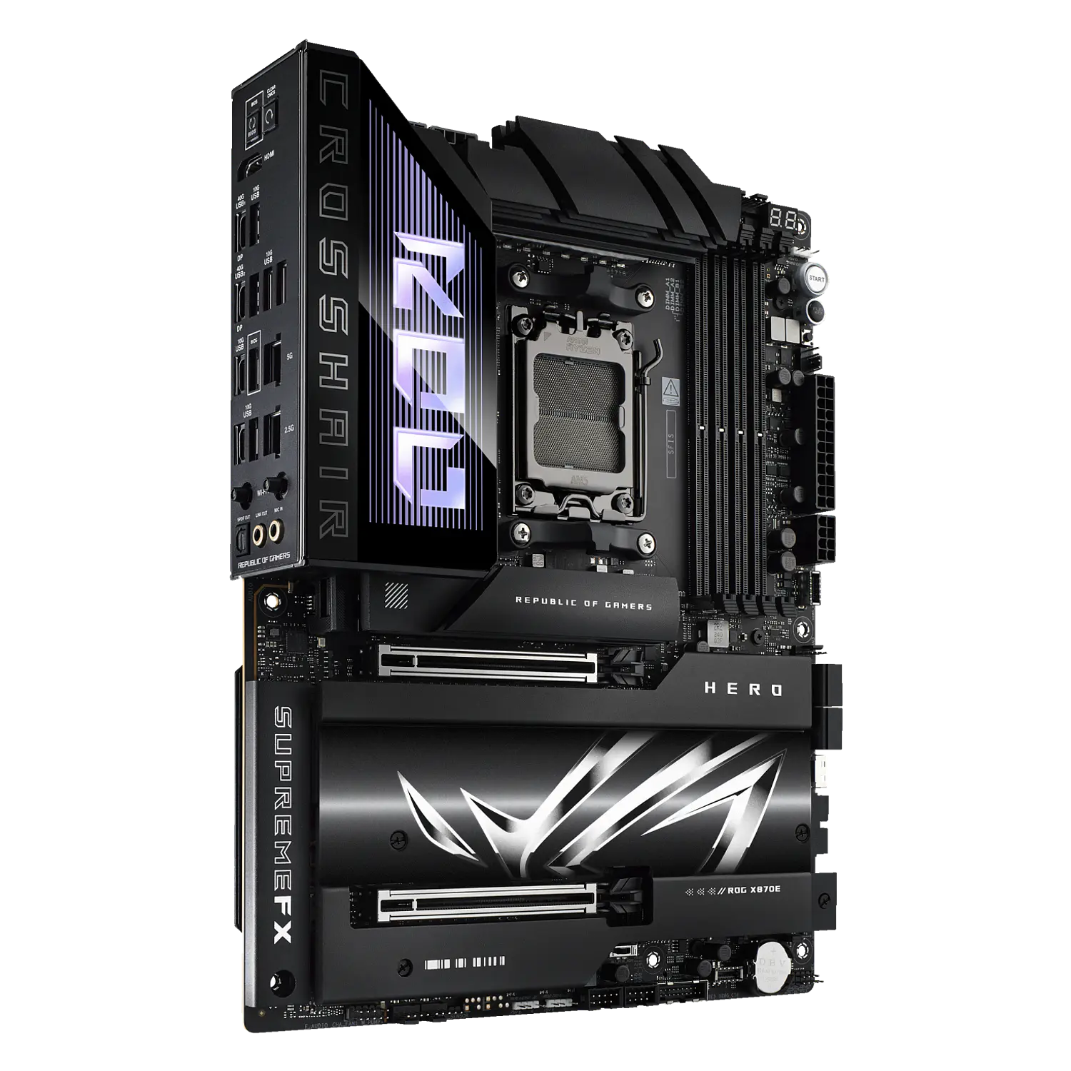 ASUS ROG Crosshair X870E Dark Hero, Placa Madre ATX AM5, DDR5, PCIe 5.0, WiFi 7, 10GbE + 5GbE, USB4 2