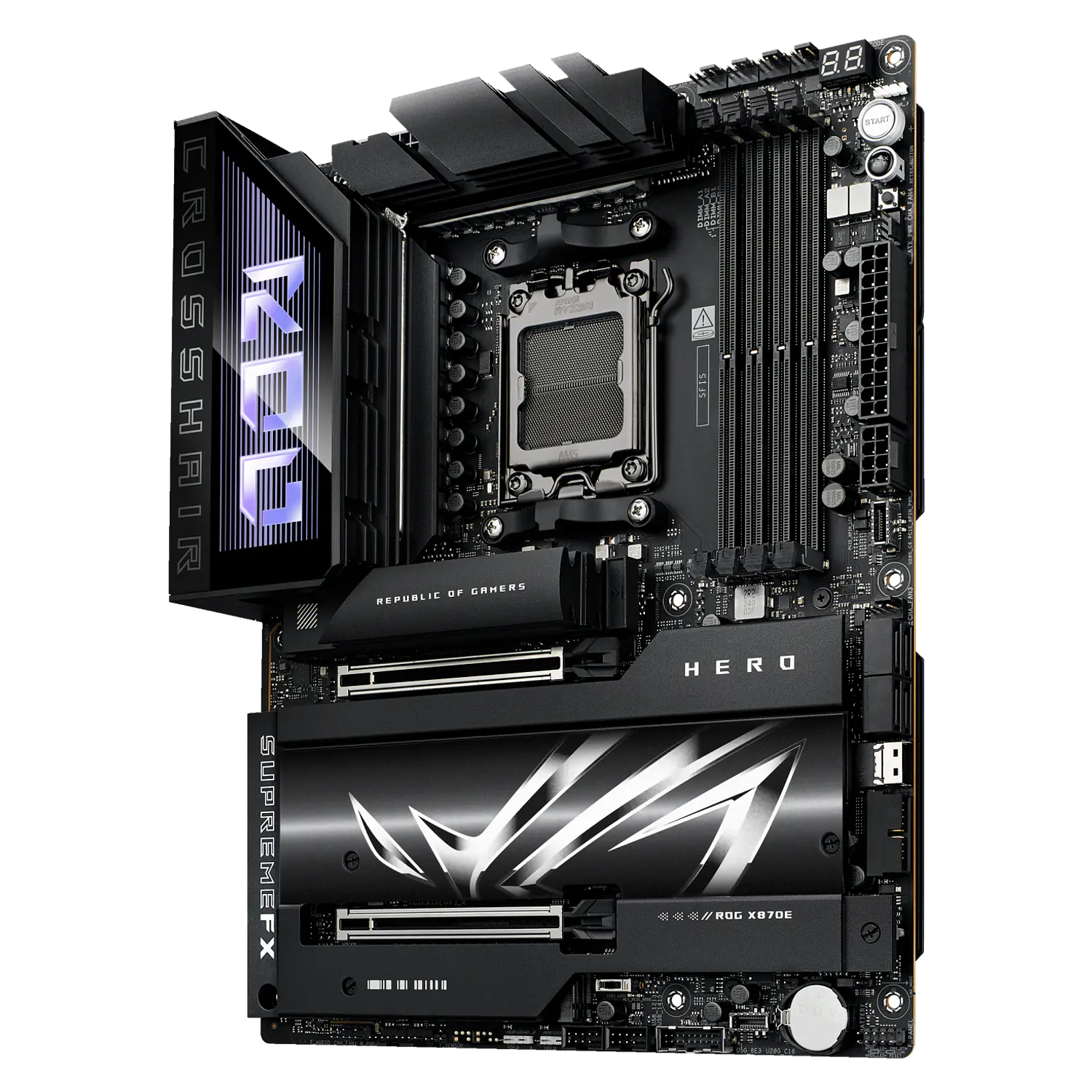 ASUS ROG Crosshair X870E Dark Hero, Placa Madre ATX AM5, DDR5, PCIe 5.0, WiFi 7, 10GbE + 5GbE, USB4 3