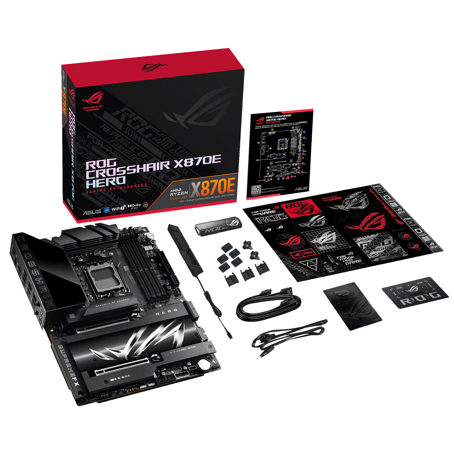 ASUS ROG Crosshair X870E Dark Hero, Placa Madre ATX AM5, DDR5, PCIe 5.0, WiFi 7, 10GbE + 5GbE, USB4 10