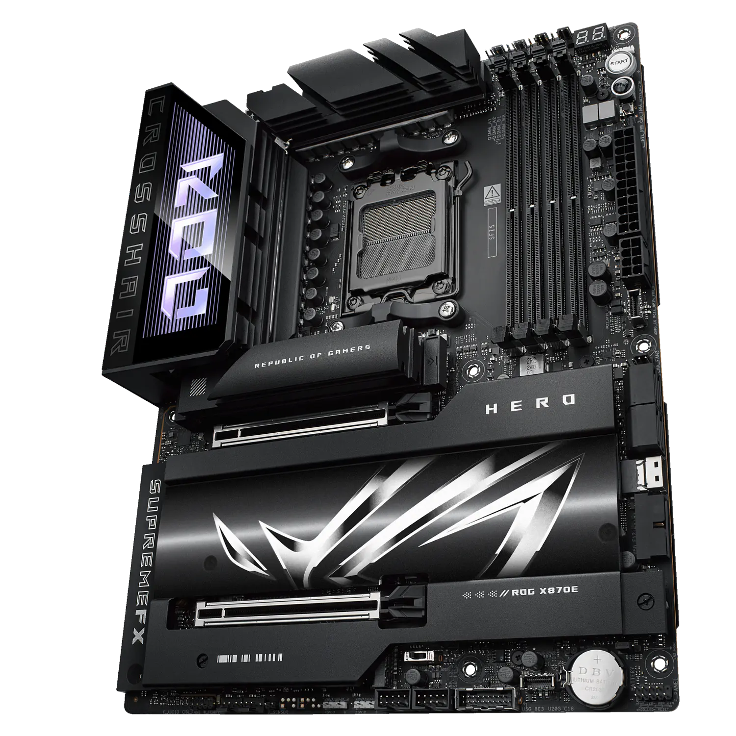 ASUS ROG Crosshair X870E Dark Hero, Placa Madre ATX AM5, DDR5, PCIe 5.0, WiFi 7, 10GbE + 5GbE, USB4 4