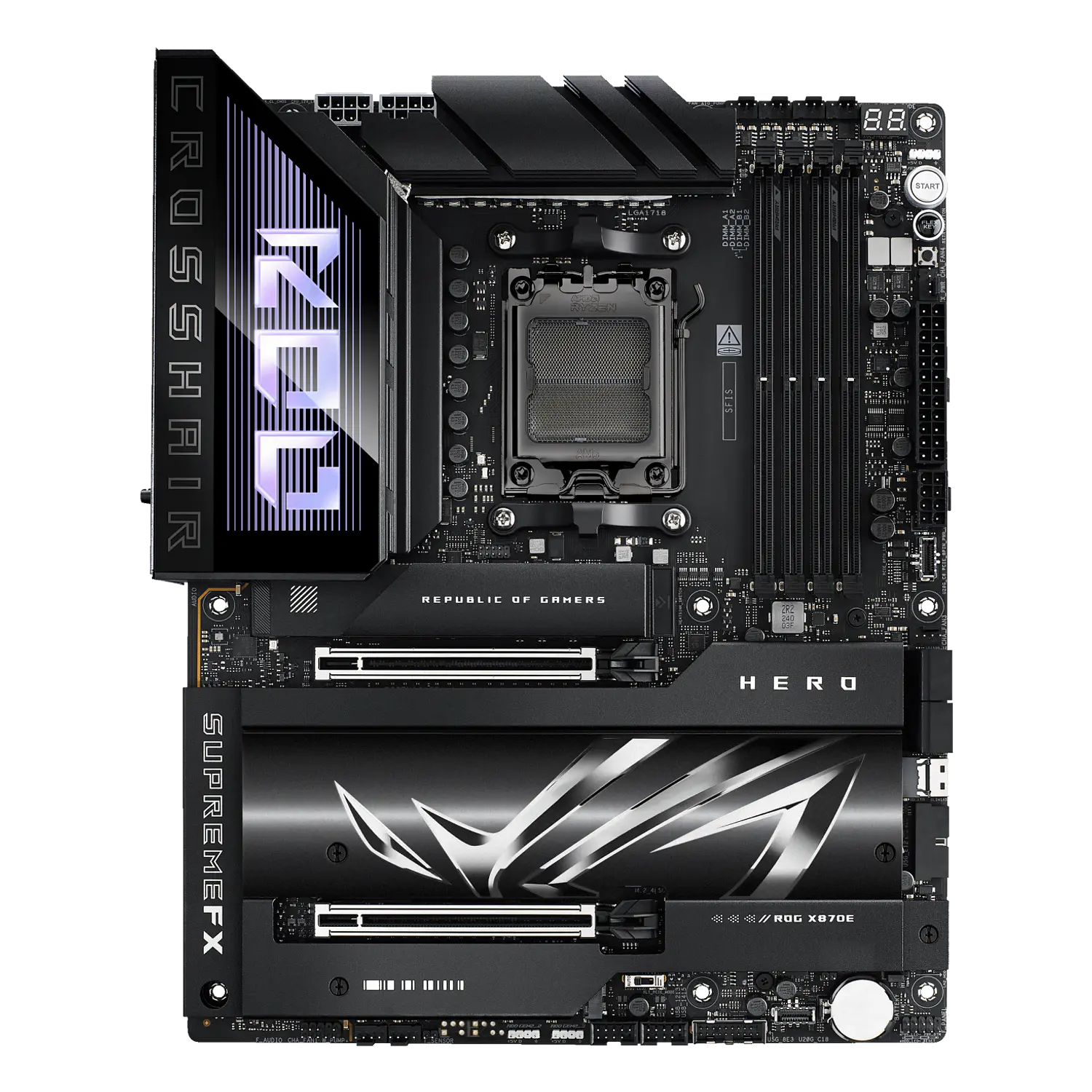 ASUS ROG Crosshair X870E Dark Hero, Placa Madre ATX AM5, DDR5, PCIe 5.0, WiFi 7, 10GbE + 5GbE, USB4 1