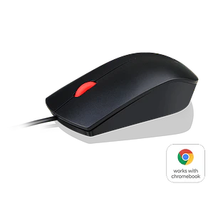 Lenovo Essential USB Mouse, Mouse Alámbrico USB-A, 1600 DPI, 3 Botones, Ambidiestro, Negro