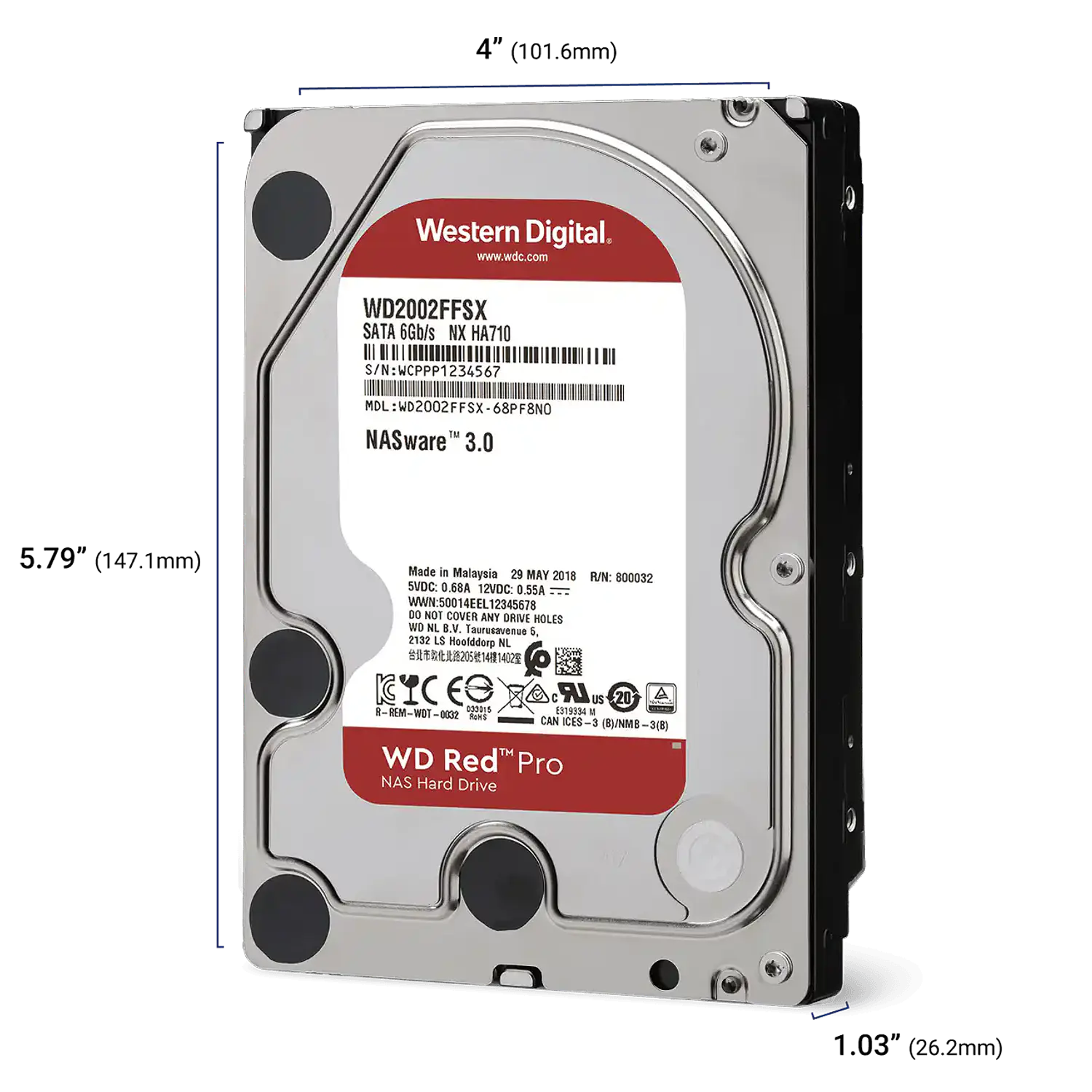 Western Digital WD Red Pro WD181KFGX, Disco Duro NAS 18TB, 3.5