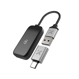 Xtech XTA-938 Adaptador Inalámbrico 2 en 1, Apple CarPlay y Android Auto, Bluetooth 5.2, Wi-Fi Dual Band