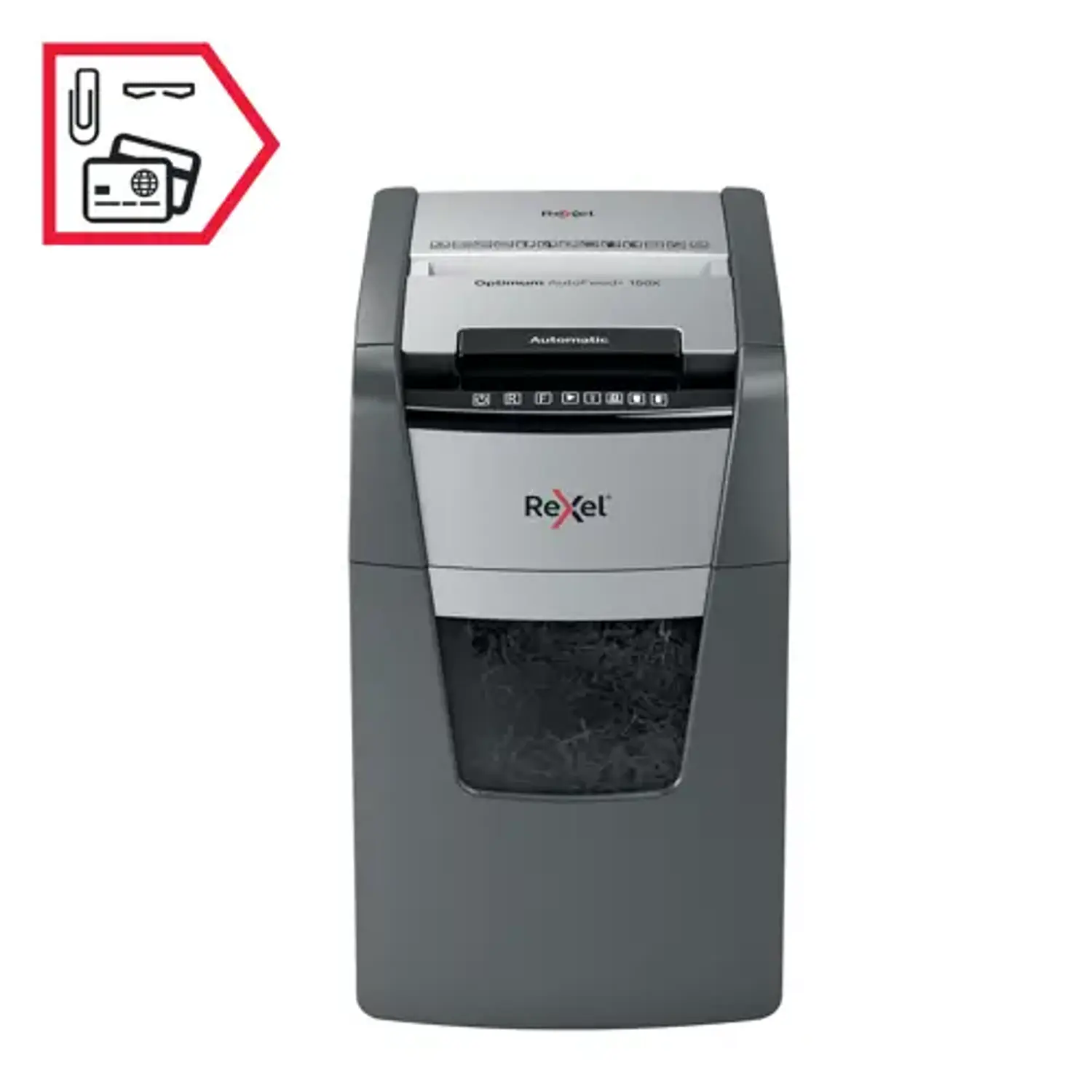 Rexel Optimum AutoFeed+ 150X 2020150XEU, Trituradora Automática 150 Hojas, P-4 4x28mm, Papelera 44L 5