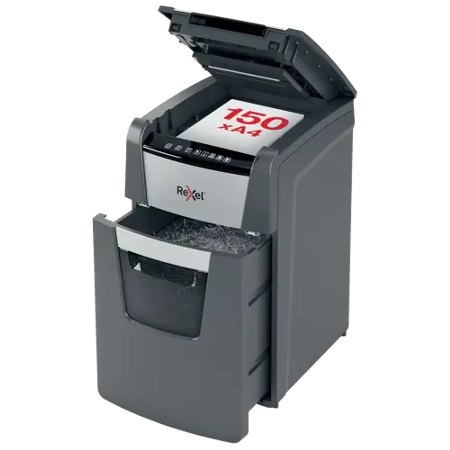 Rexel Optimum AutoFeed+ 150X 2020150XEU, Trituradora Automática 150 Hojas, P-4 4x28mm, Papelera 44L 7