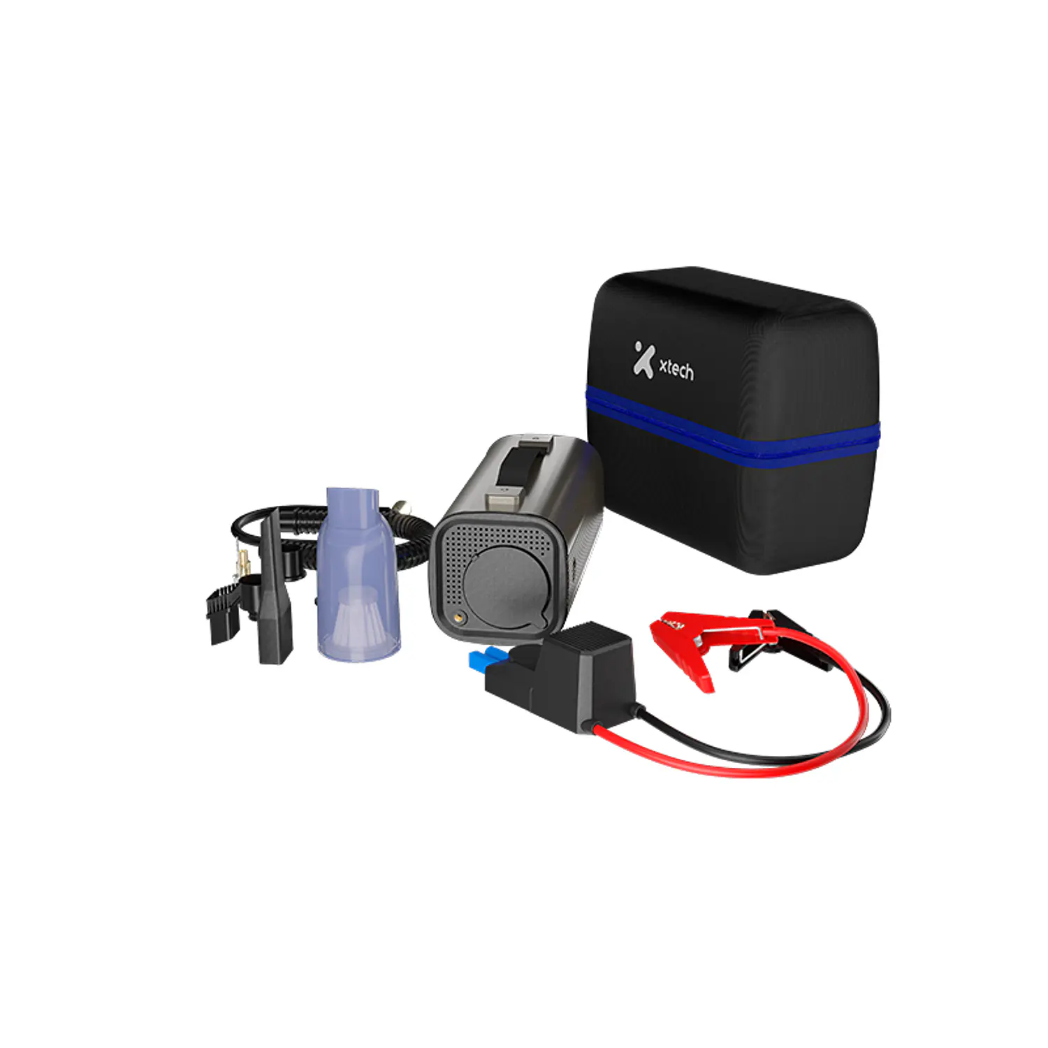Xtech ResQRide XTA-830, Arrancador 1000A + Compresor 150 PSI, Power Bank 10000mAh, Aspiradora, 8 en 1 2