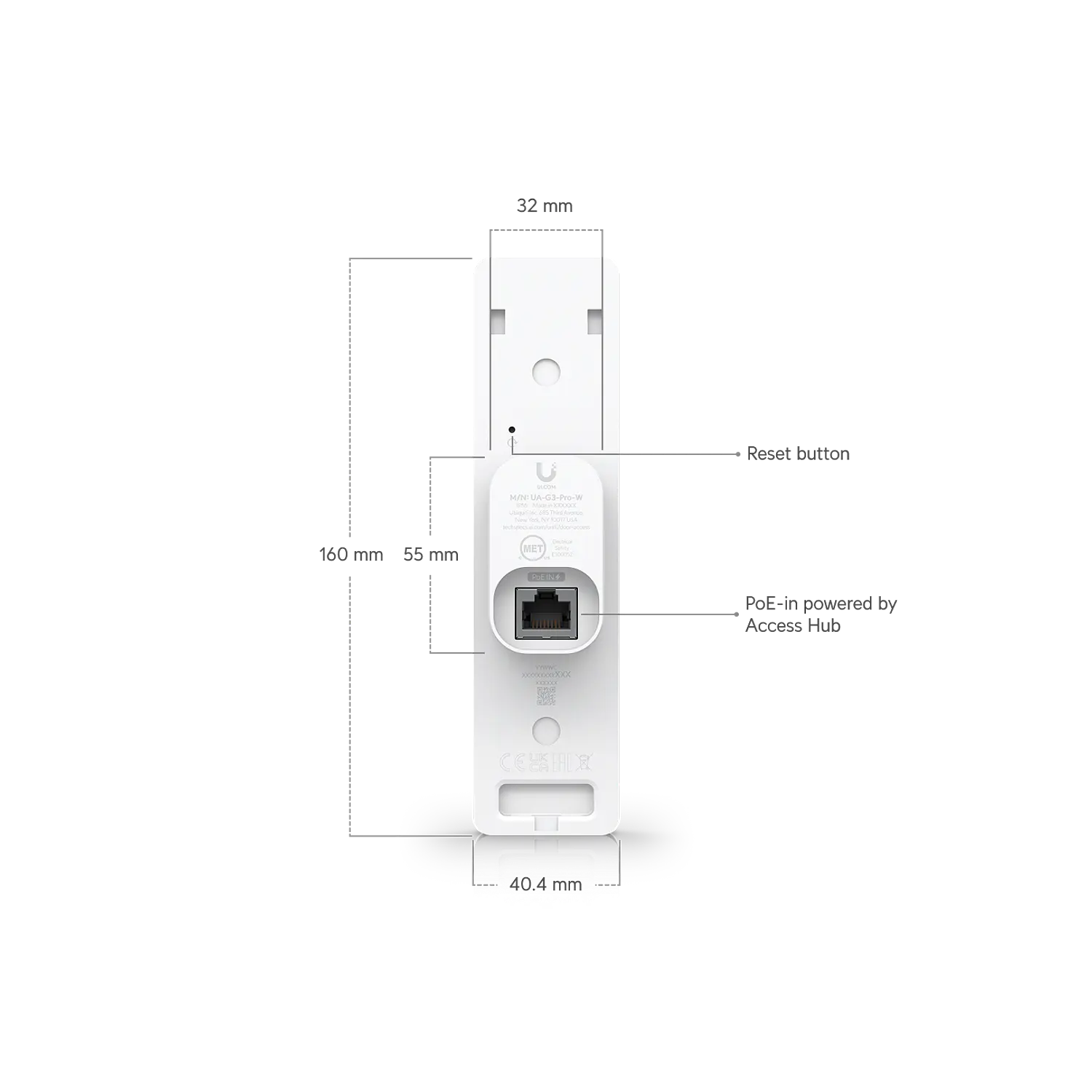 Ubiquiti UniFi G3 Reader Pro UA-G3-Pro-W, Lector de Acceso 4.7