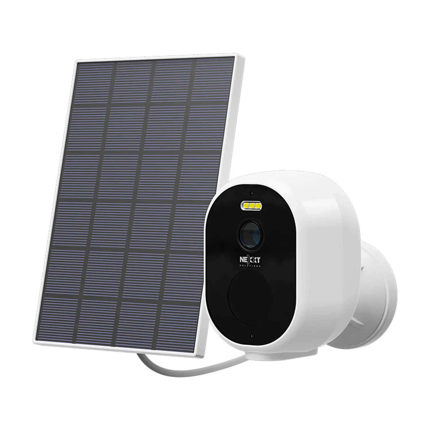 Nexxt Home NHC-OF20S, Cámara Solar Wi-Fi 4MP 2K+, Panel 3W, Batería 5200mAh, IP65, MicroSD 128GB 2