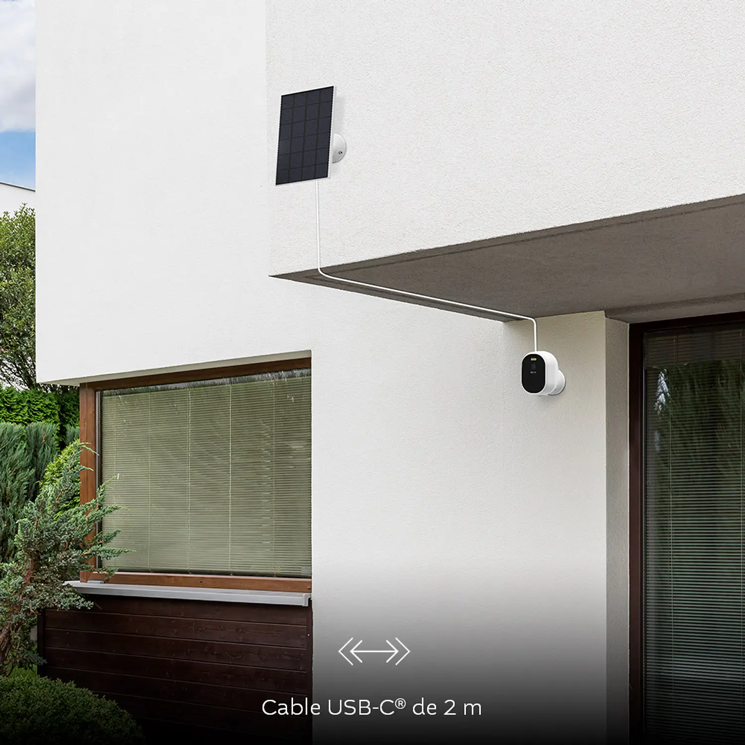 Nexxt Home NHC-OF20S, Cámara Solar Wi-Fi 4MP 2K+, Panel 3W, Batería 5200mAh, IP65, MicroSD 128GB 9