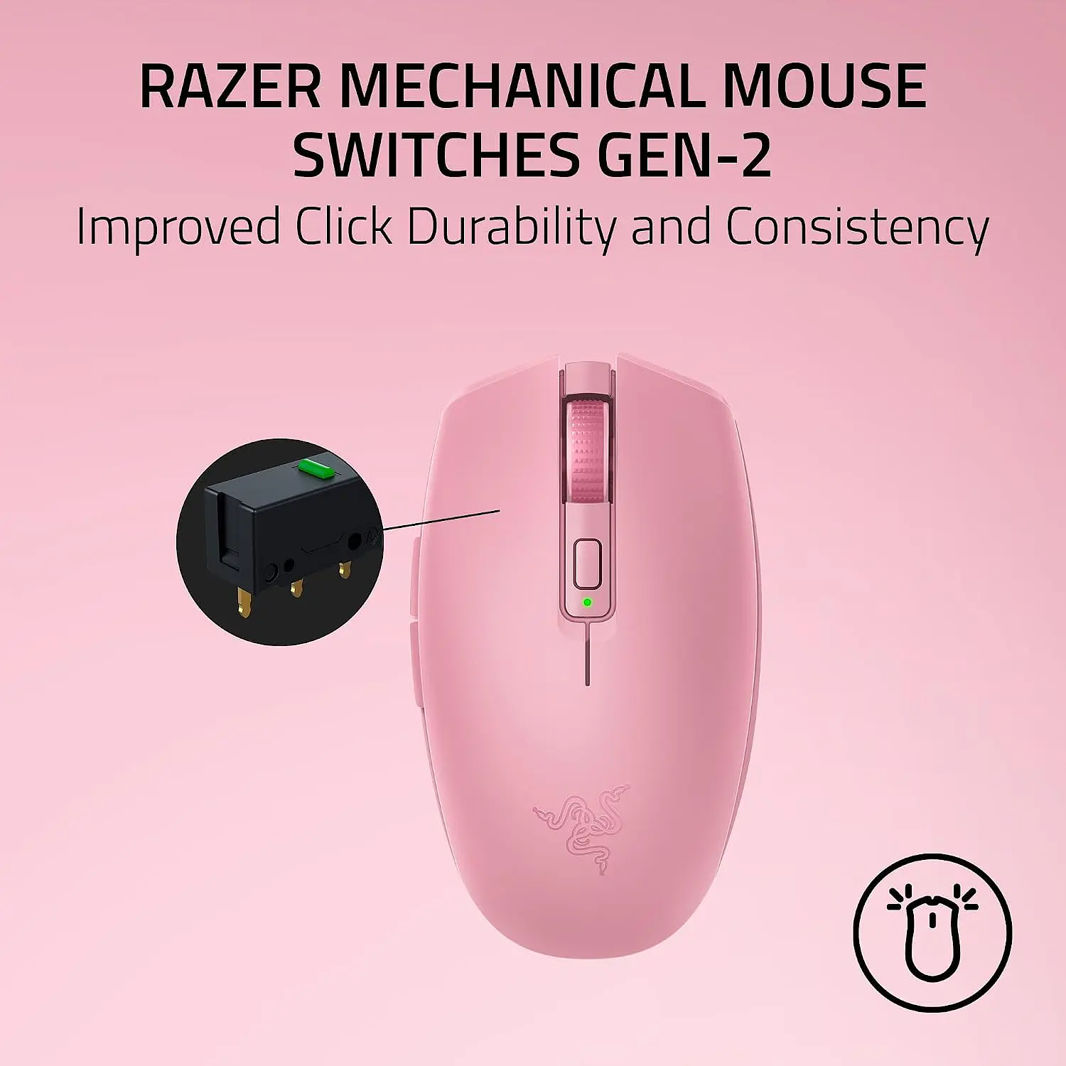 Razer Orochi V2 2026, Mouse Gamer Inalámbrico Quartz Rosa, 18000 DPI, Bluetooth, HyperSpeed 2.4GHz, 6 Botones 8