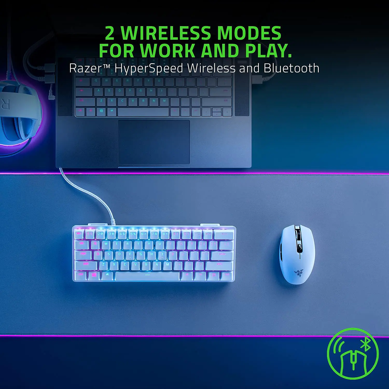 Razer Orochi V2 2026 White Edition, Mouse Gamer Inalámbrico Blanco, 18000 DPI, HyperSpeed 2.4GHz, Bluetooth, 6 Botones 8