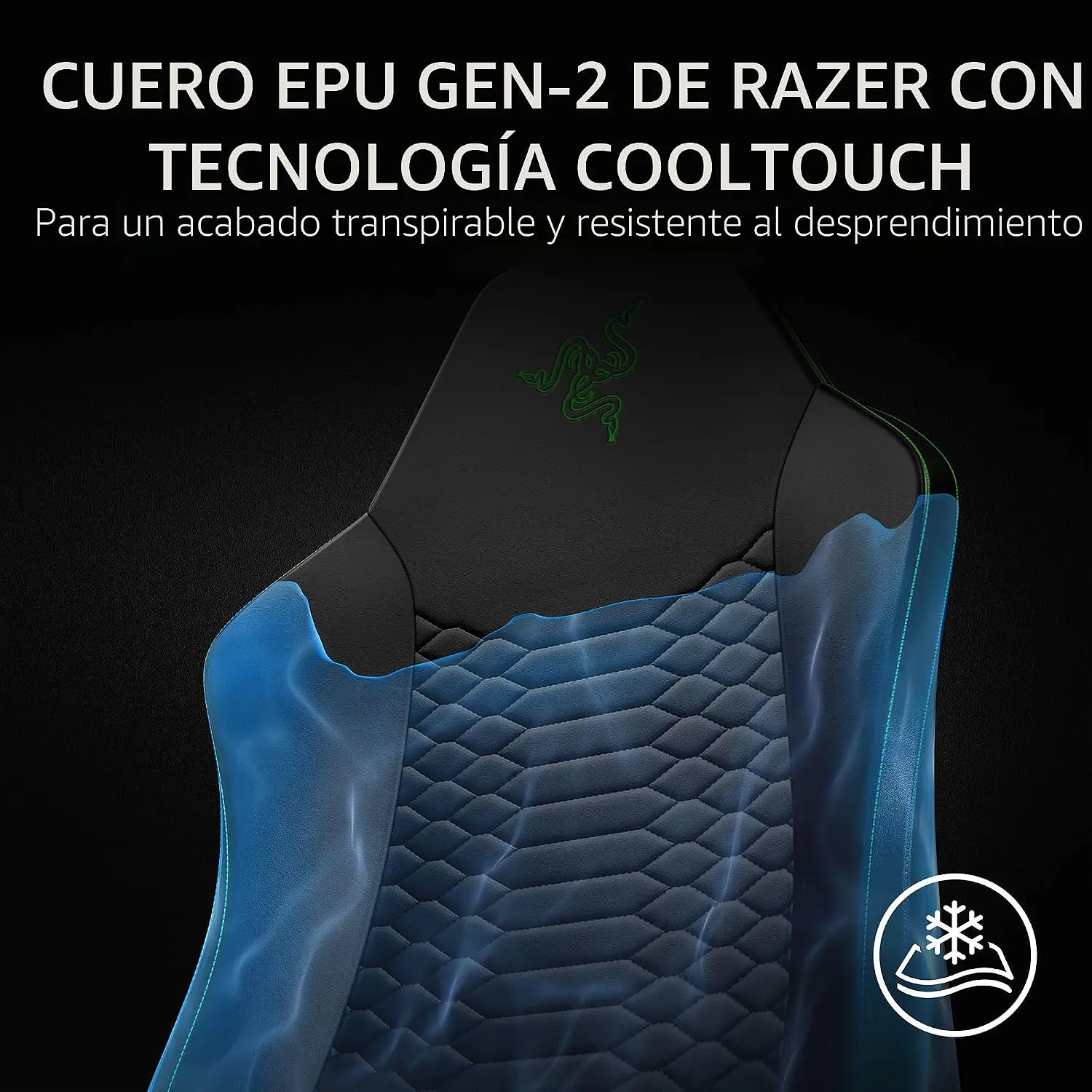 Razer Iskur V2 X NewGen, Silla Gamer Ergonómica, Cuero EPU CoolTouch, Soporte Lumbar, Reclinación 152°, Reposabrazos 2D, Negro/Verde 9