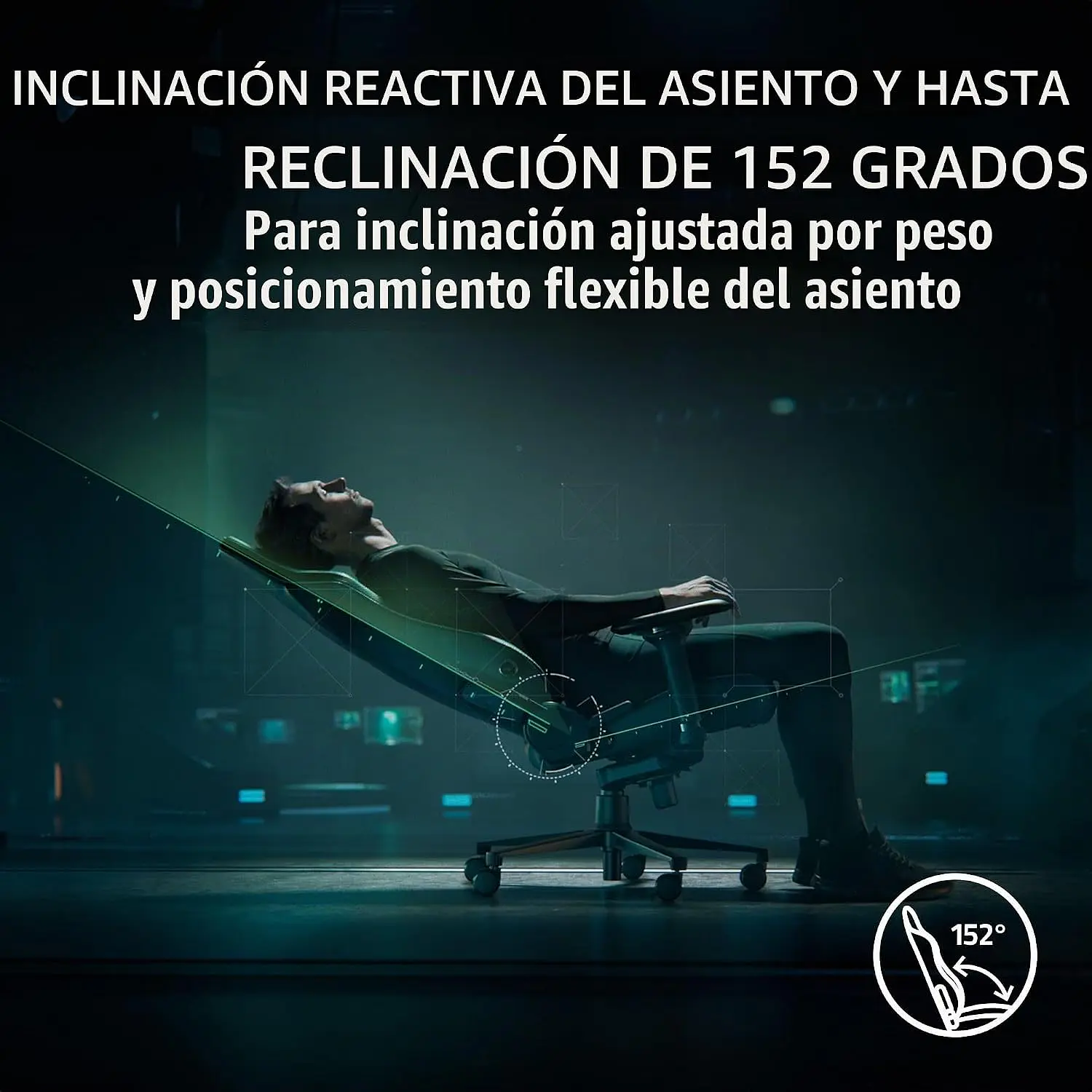 Razer Iskur V2 NewGen Black, Silla Gamer Ergonómica, Soporte Lumbar HyperFlex, Cuero EPU CoolTouch, Reposabrazos 4D, Reclinación 152° 3