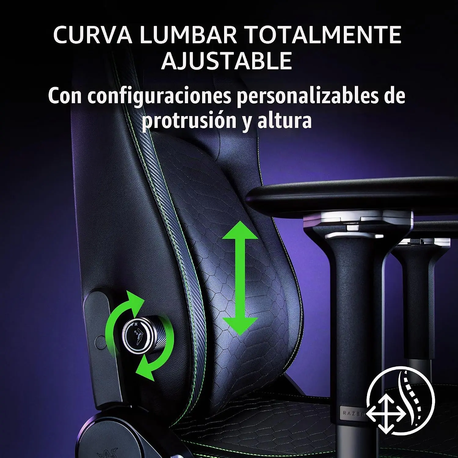 Razer Iskur V2 NewGen Black, Silla Gamer Ergonómica, Soporte Lumbar HyperFlex, Cuero EPU CoolTouch, Reposabrazos 4D, Reclinación 152° 10