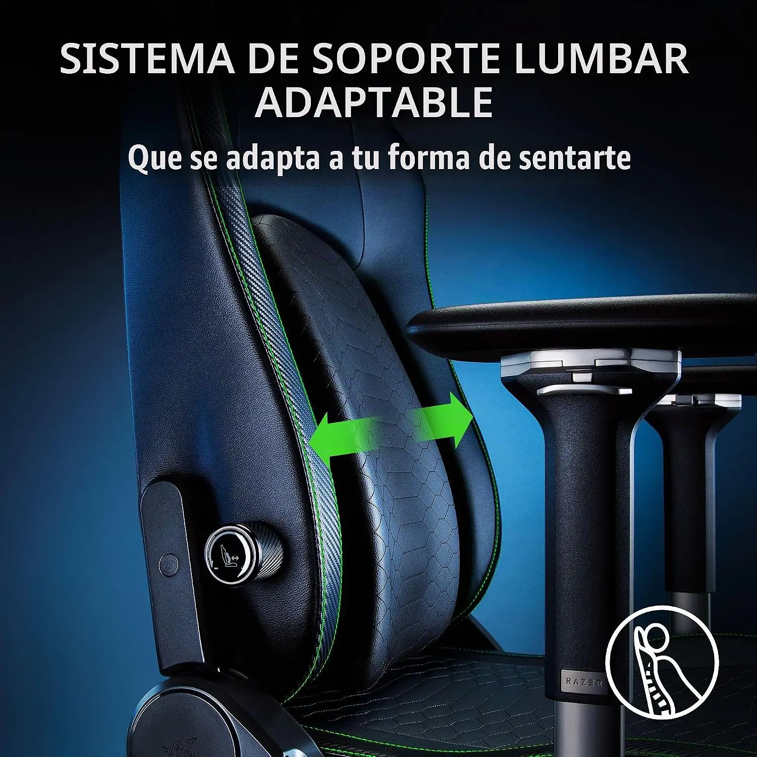 Razer Iskur V2 NewGen Black, Silla Gamer Ergonómica, Soporte Lumbar HyperFlex, Cuero EPU CoolTouch, Reposabrazos 4D, Reclinación 152° 11