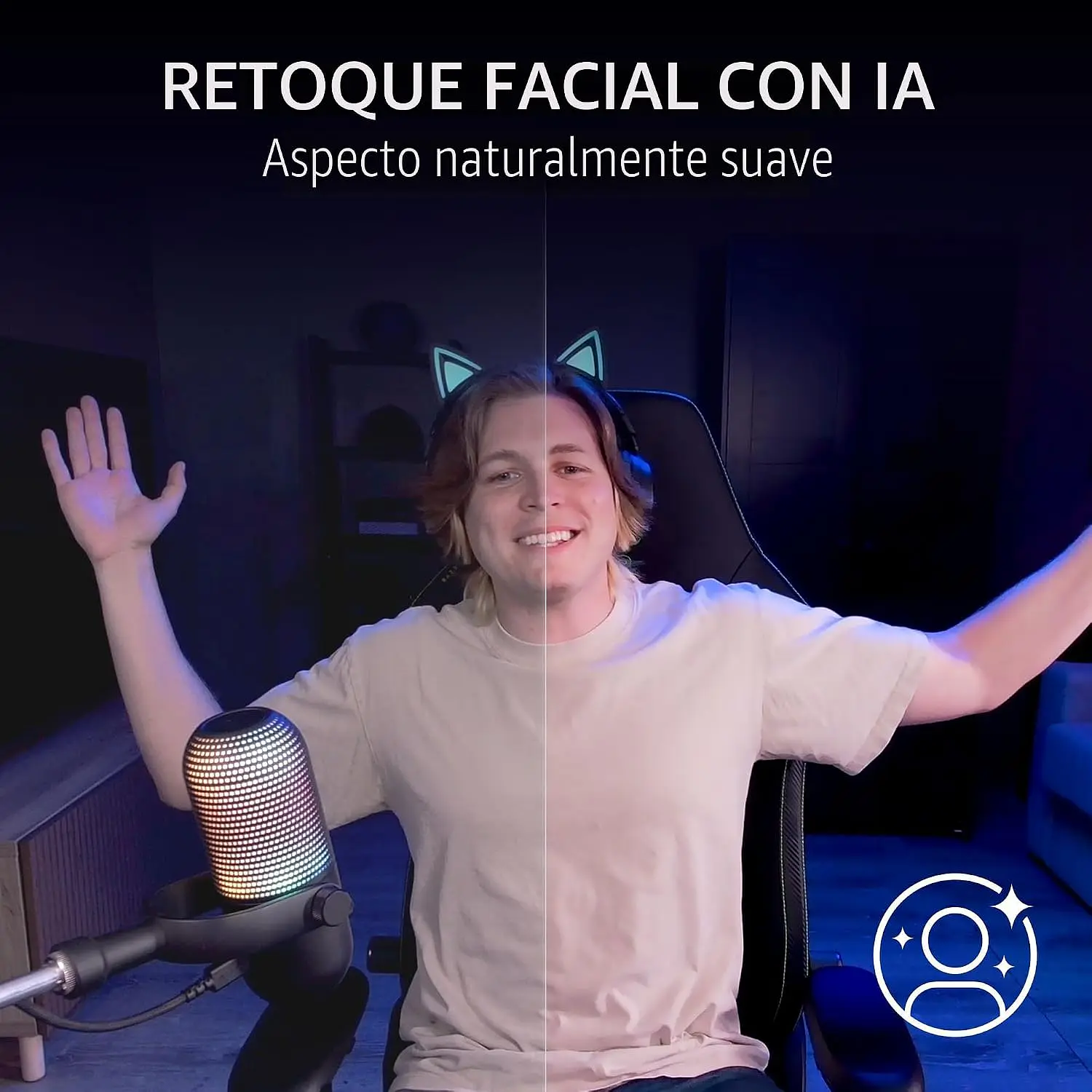 Razer Kiyo V2 Black, Webcam 4K 30 FPS, Sensor Sony STARVIS 8.3 MP, Autoencuadre IA, HDR, Micrófono Estéreo, USB-C 12