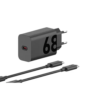 Motorola TurboPower 68W, Cargador Rápido de Pared USB-C PD GaN, Cable USB-C a USB-C de 1 m, Negro