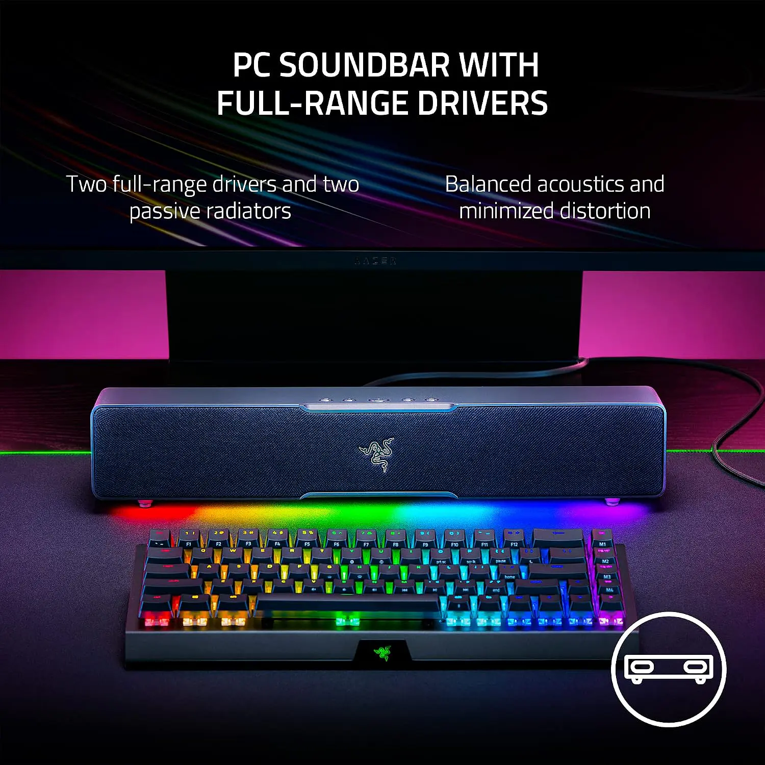 Razer Leviathan V2 X Black, Barra de Sonido Gamer para PC, USB-C, Bluetooth 5.0, Chroma RGB 14 Zonas 9