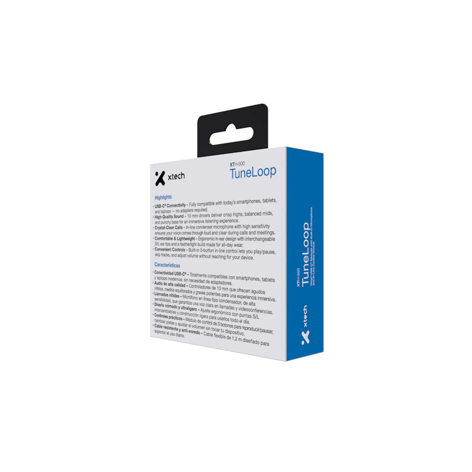 Xtech TuneLoop XTH-300, Audífonos Intraurales USB-C con Micrófono, Control en Línea, 10mm, Negro 3